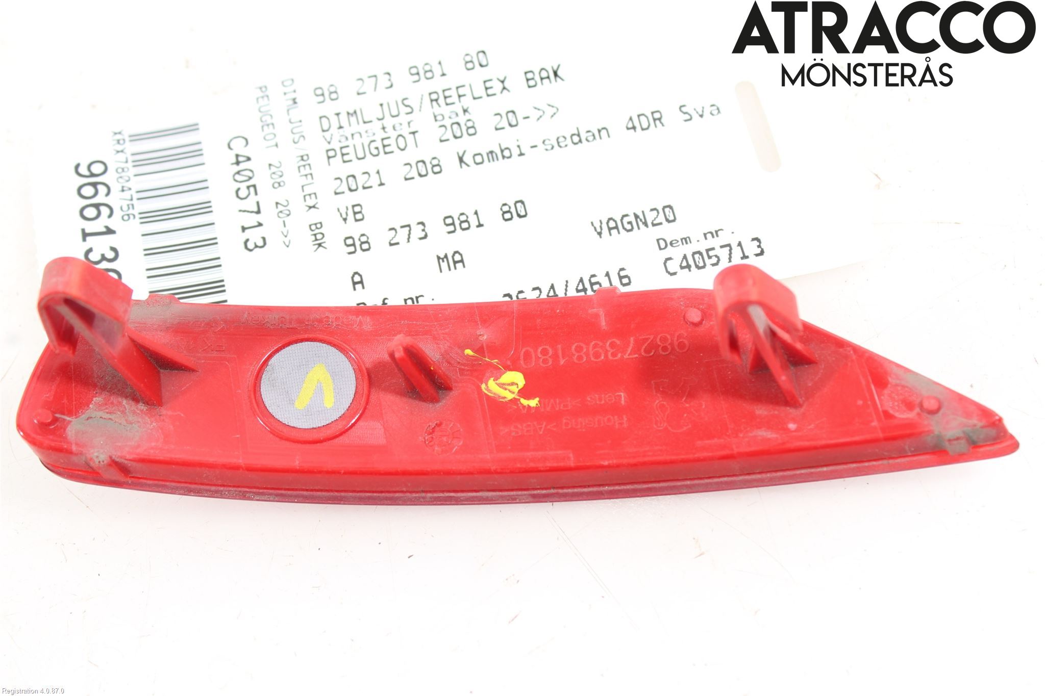 Peugeot 208/E-208 20- Dimljus/Reflex Bak