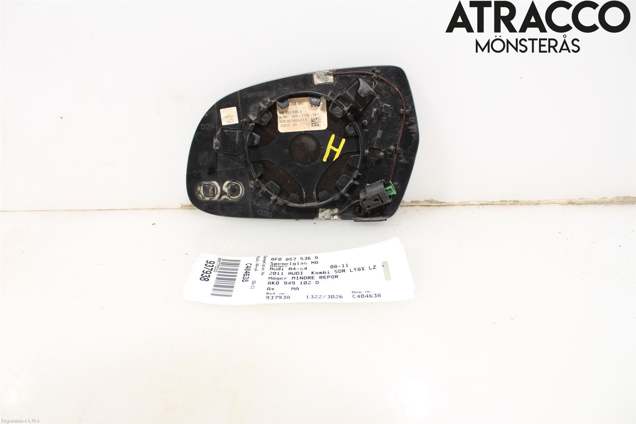 Audi A4/S4 08-11 Spegelglas Hö