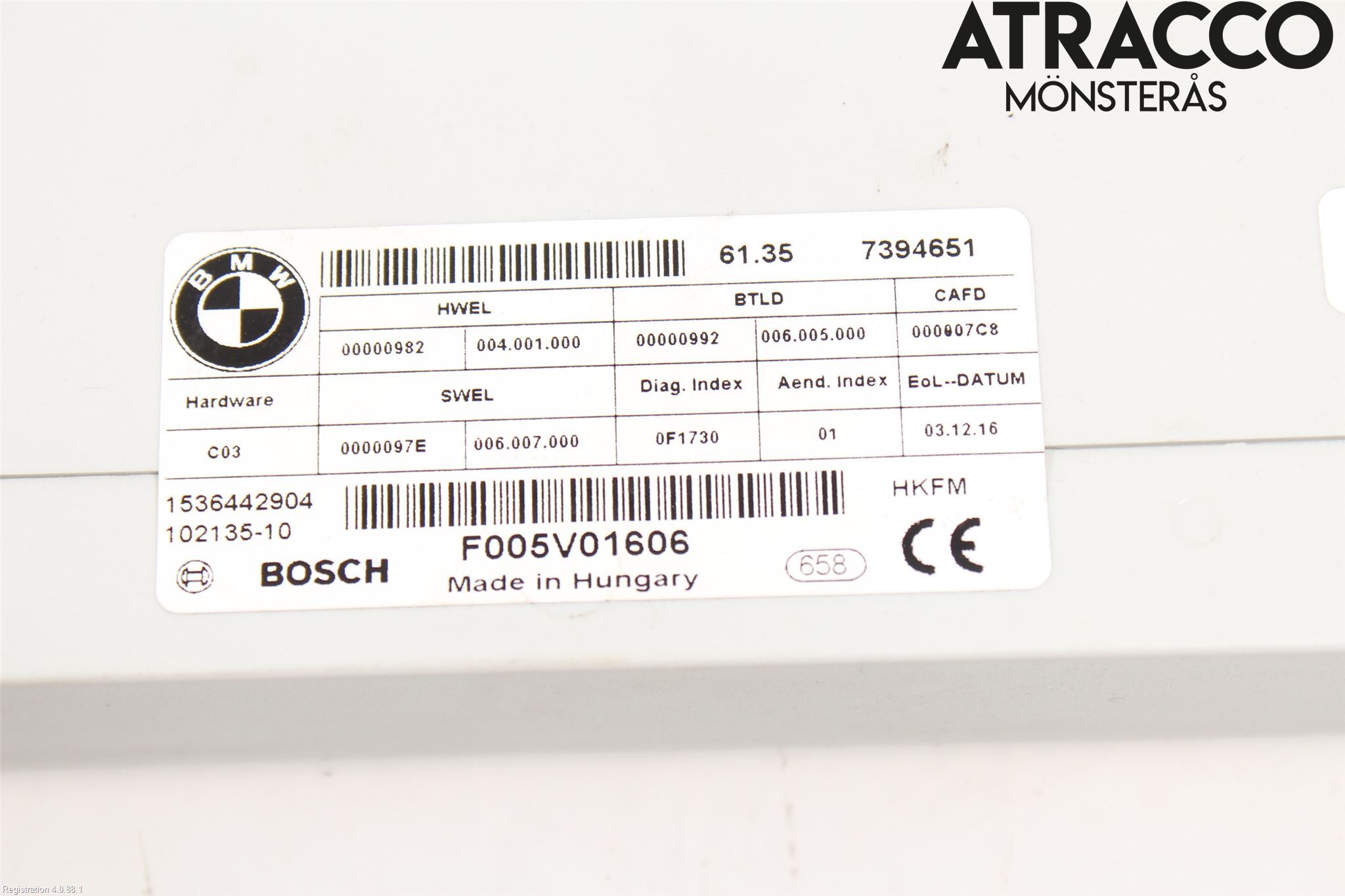 BMW 5 F10/F11/F18 09-17 Styrenhet Övrigt