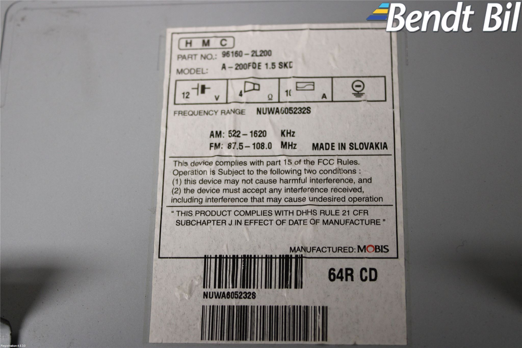 Hyundai VELOSTER 12-17 Cd Radio - Multimediapanel