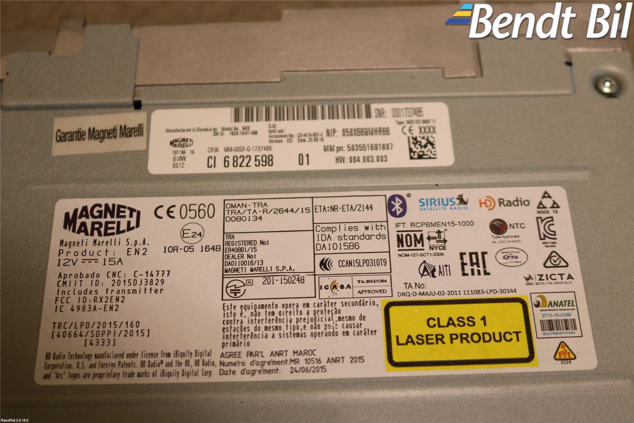 BMW 3 F30/F31/F80 12-19 Radio Övrigt