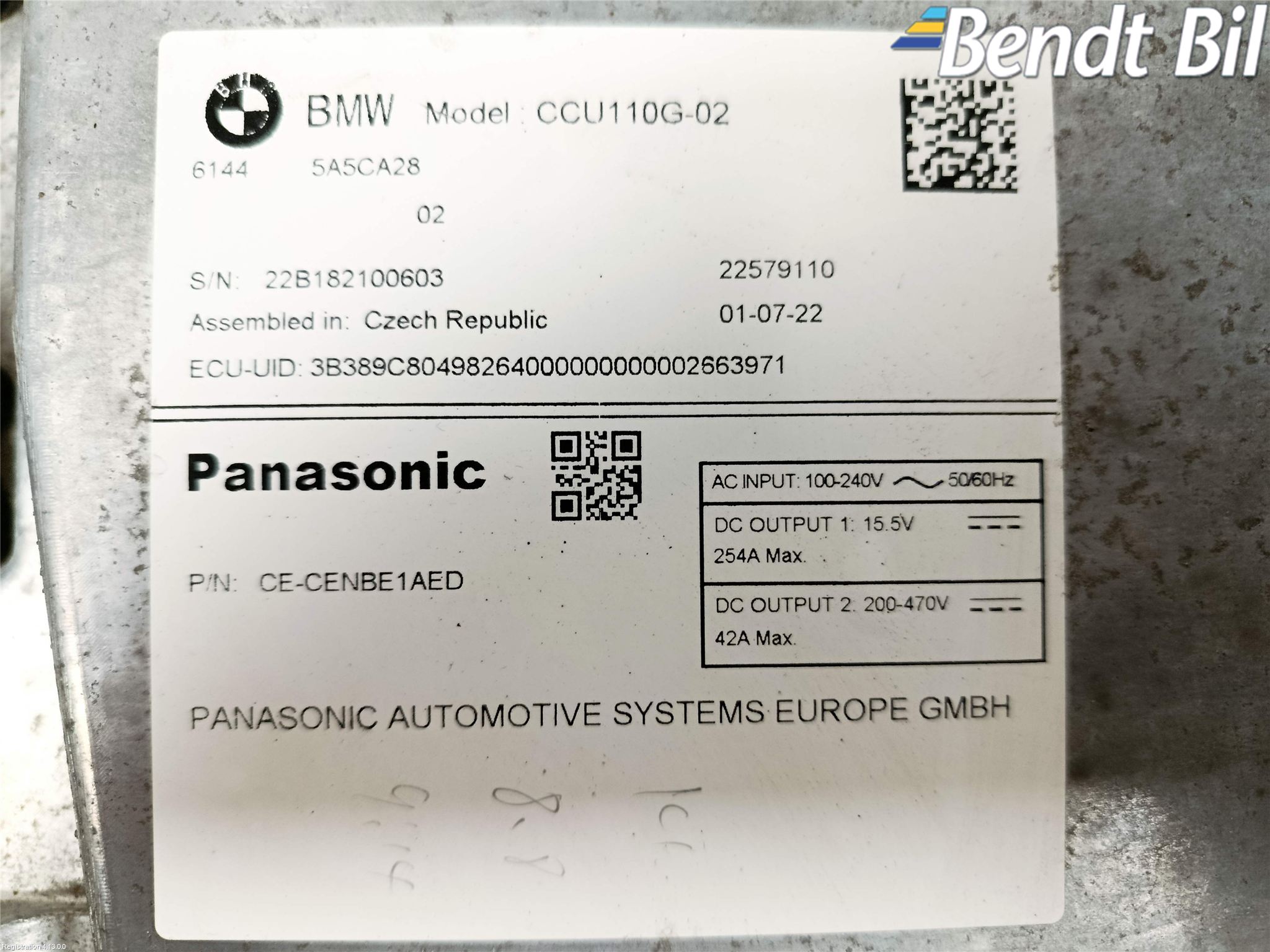 BMW iX3 G08 21- Batteriladdare Högspänning