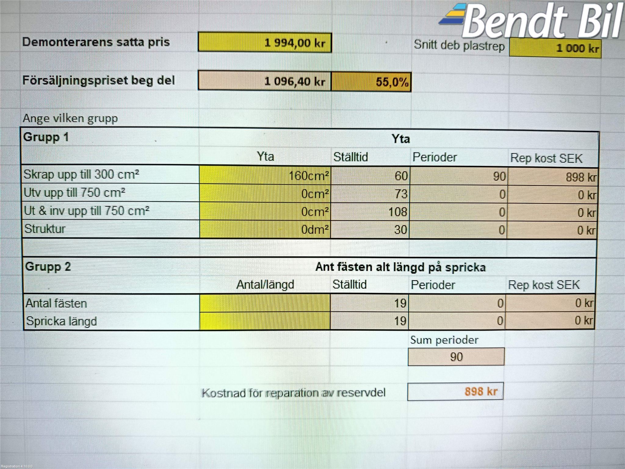 BMW i3 I01 13-22 Skärm Bak Höger