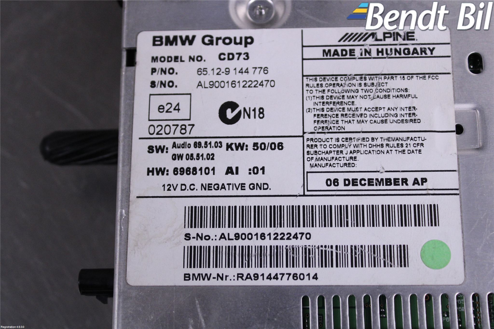 BMW 3 E90/91 SED/TOU 05-12 Cd Radio - Multimediapanel