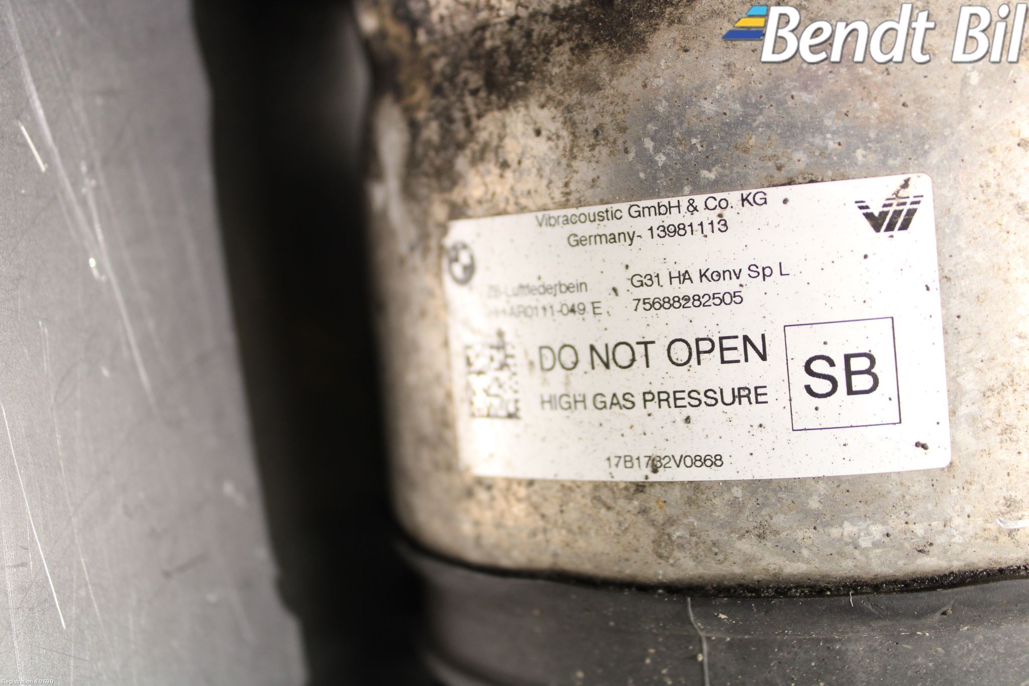 BMW 5 G30/G31/F90 17-23 Nivå-Luftfjädring Bälg