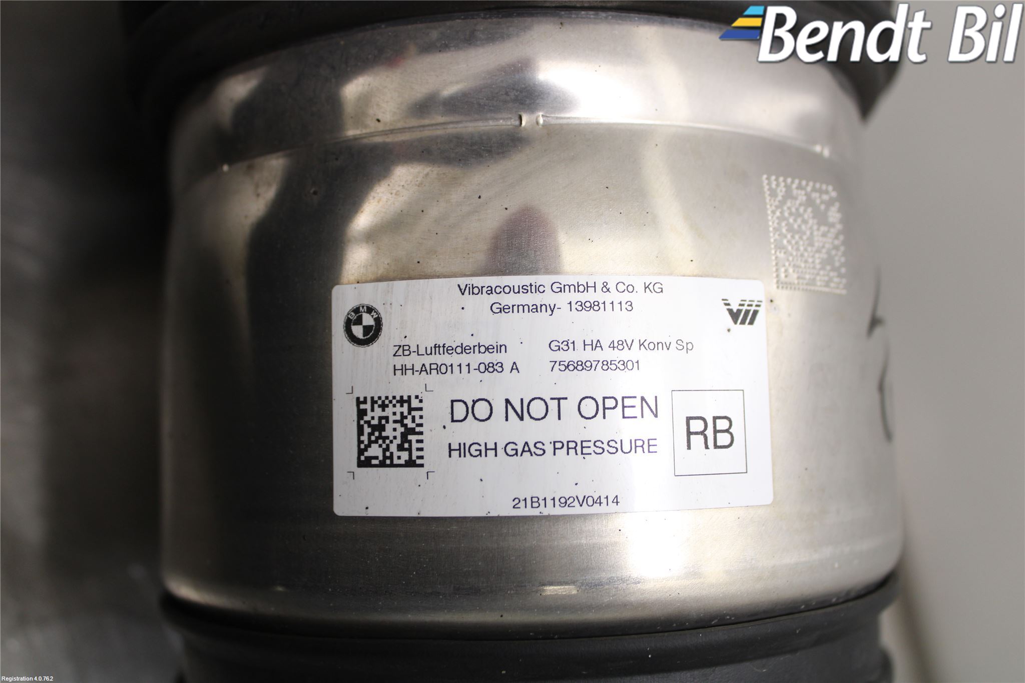 BMW 5 G30/G31/F90 17-23 Nivå-Luftfjädring Bälg