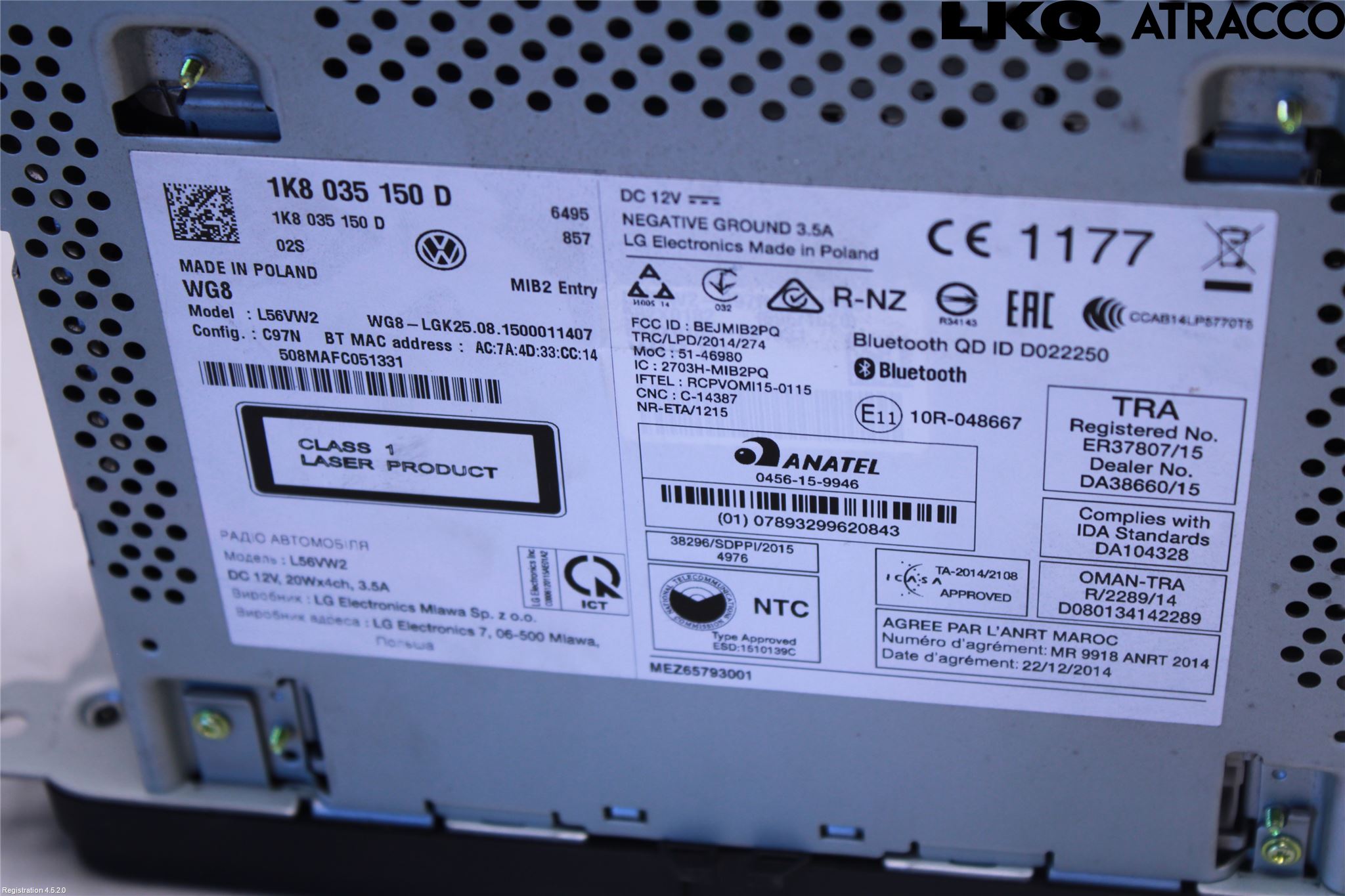 Volkswagen VW CADDY 16-20 Cd Radio - Multimediapanel