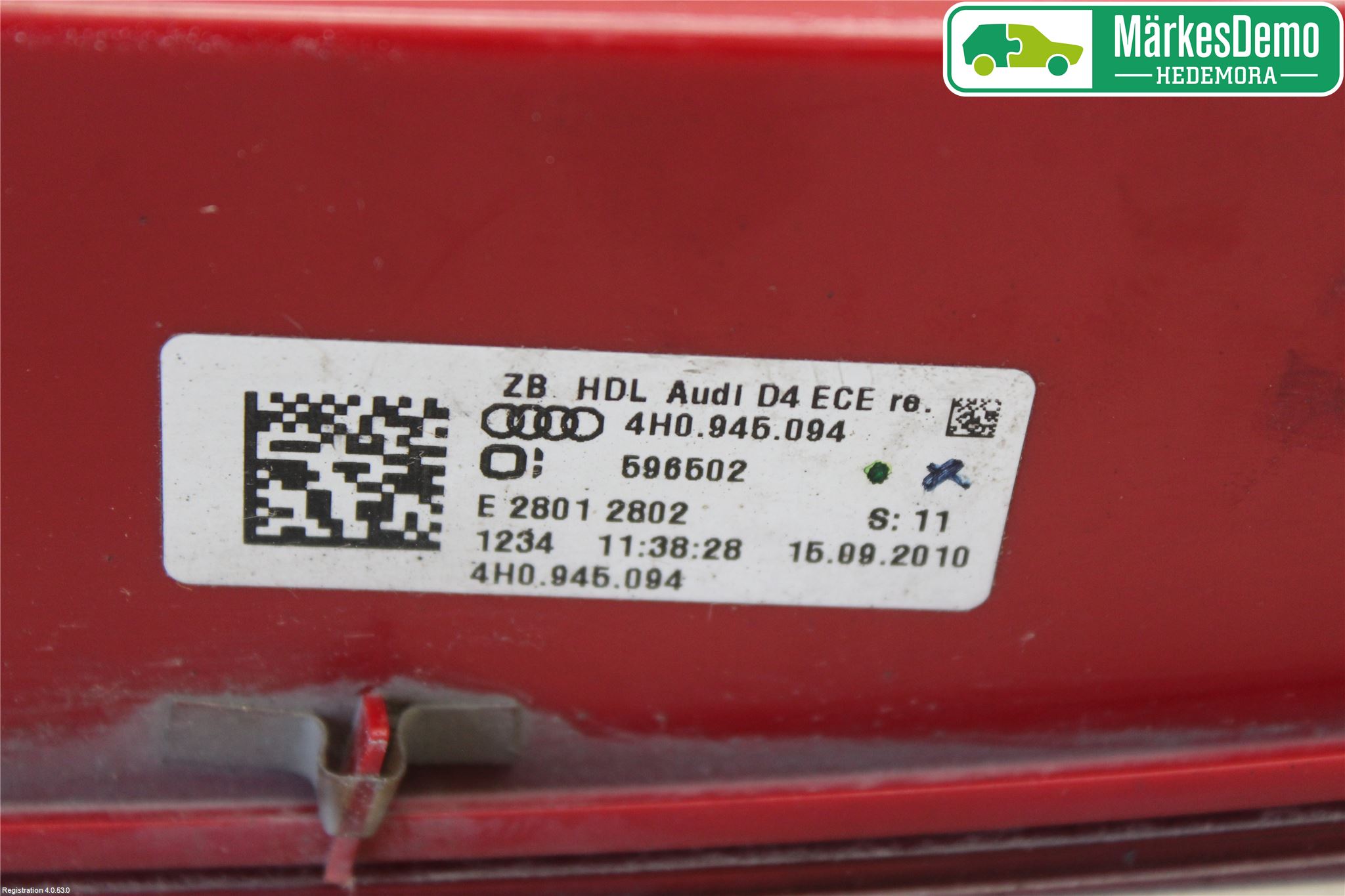 Audi A8/S8 4H 10-17 Bakljus Lucka Hö