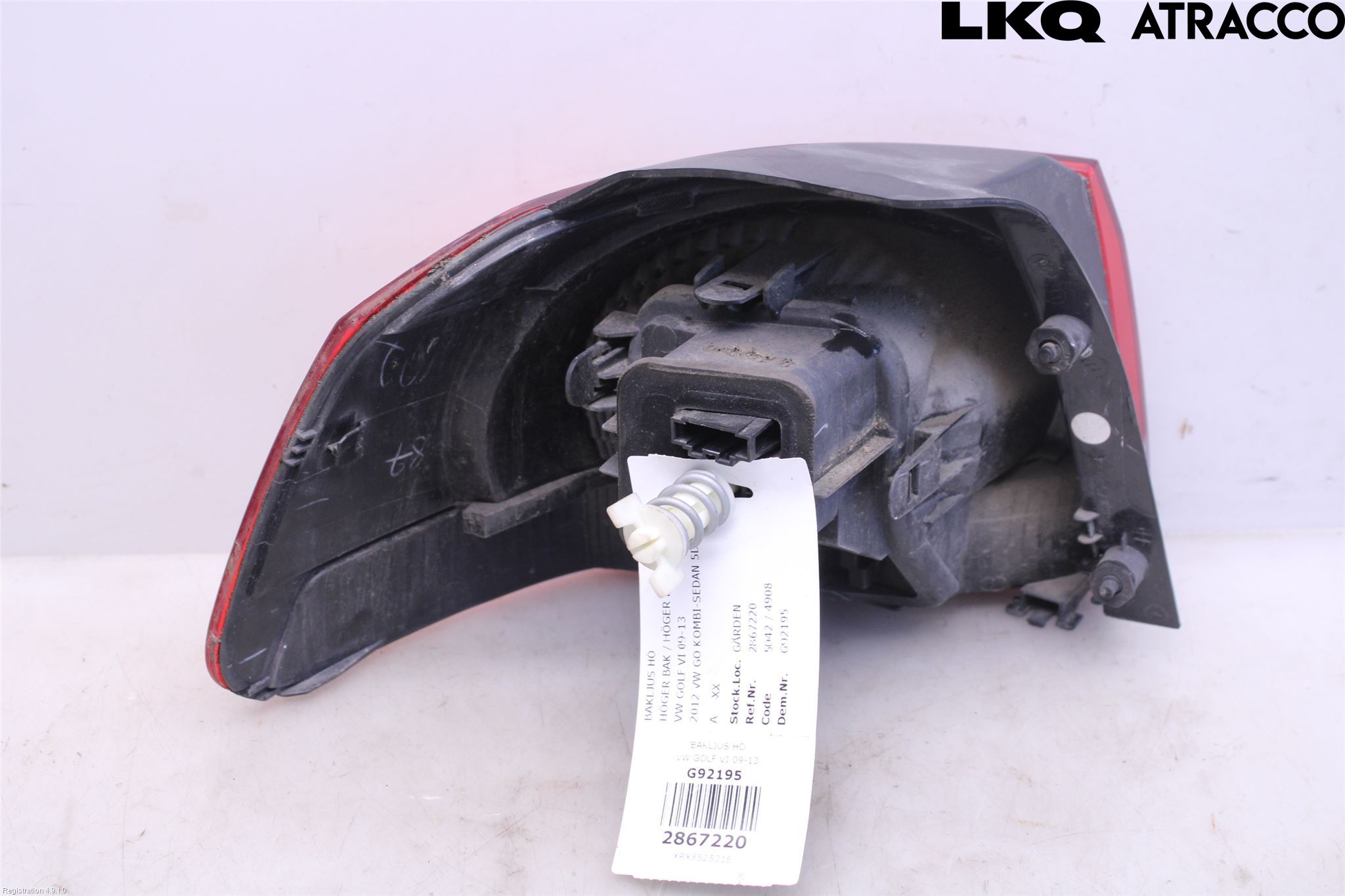 Volkswagen VW GOLF VI 09-13 Bakljus Höger