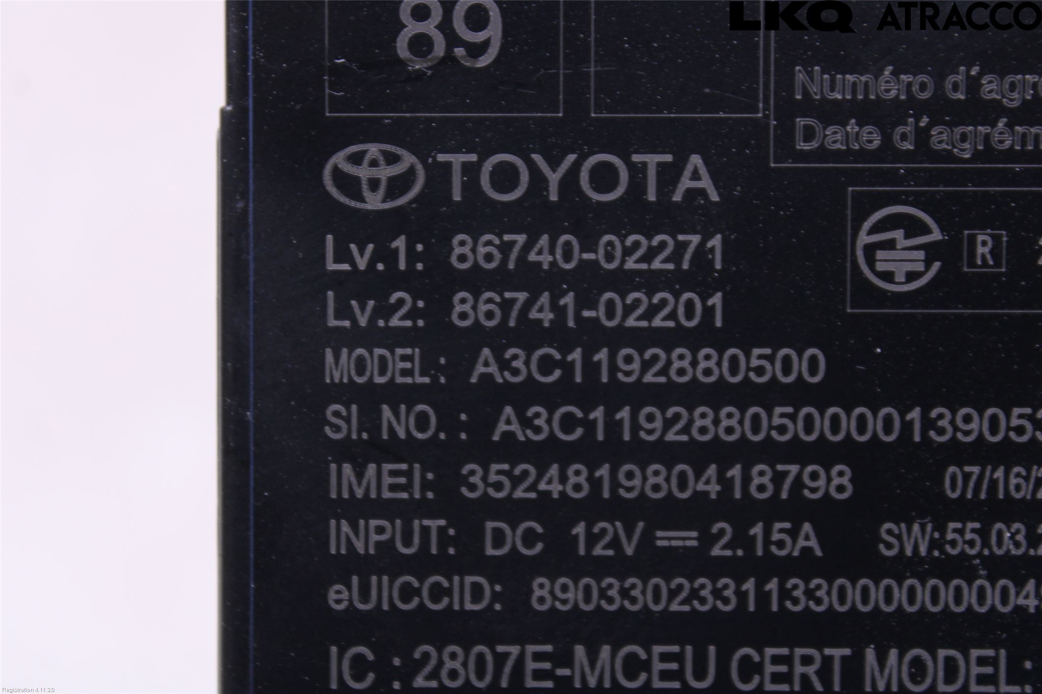 Toyota YARIS XP21 20- Styrenhet Övrigt