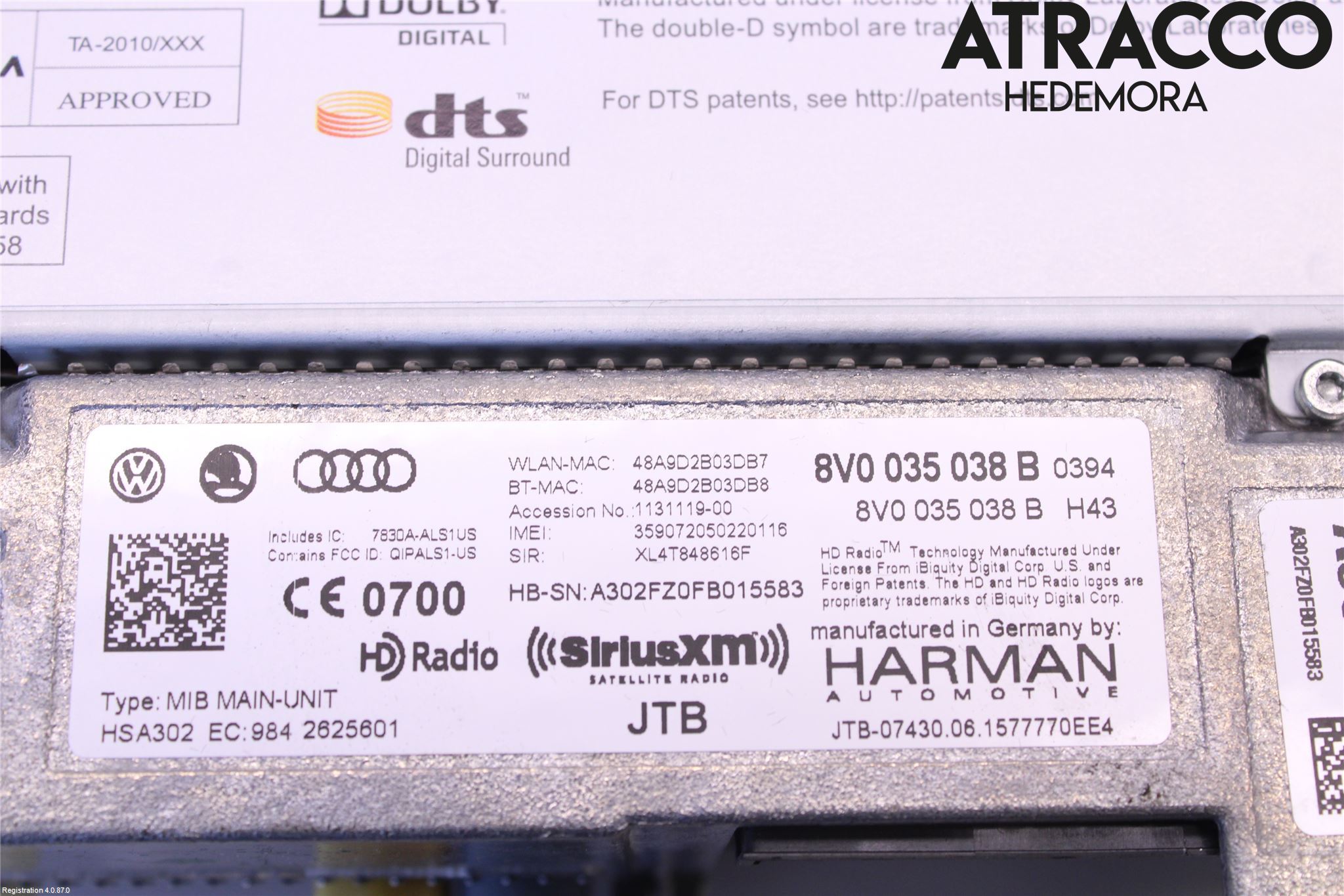 Audi A3/S3 8V 13-20 Cd Radio - Multimediapanel
