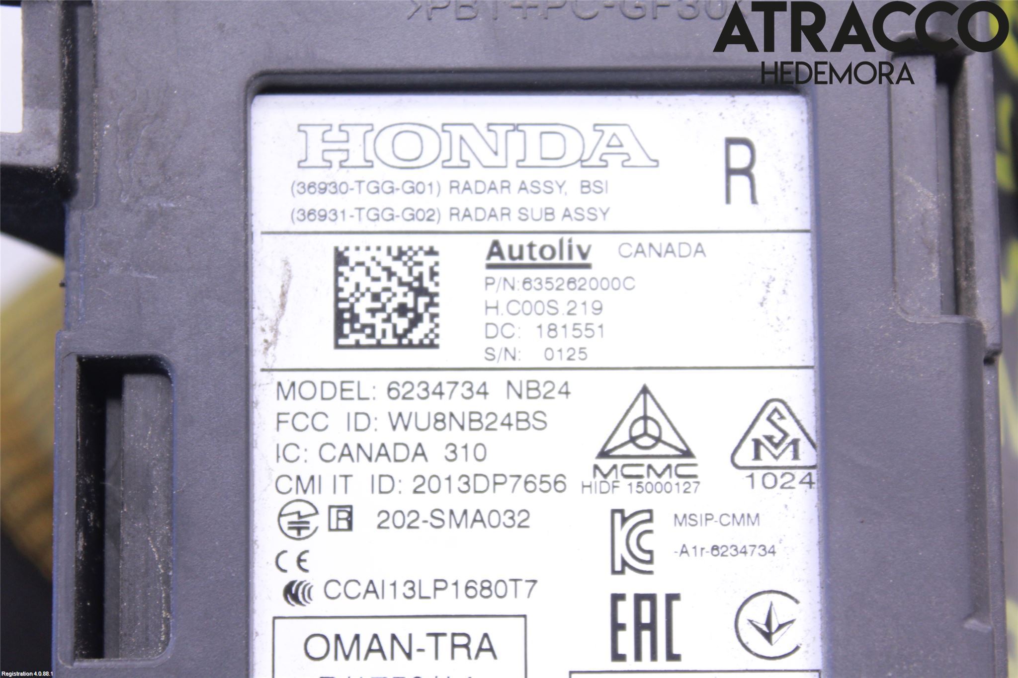 Honda CIVIC 17-22 Sensor Aktivt Kollisionsskydd