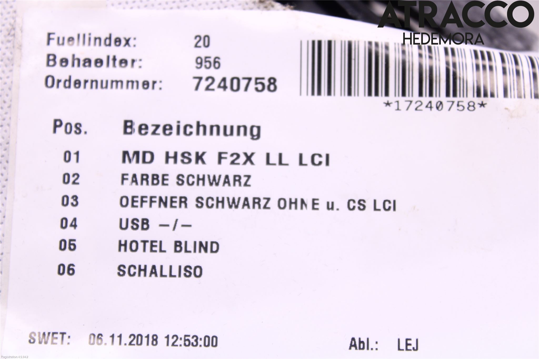 BMW 1 F20/F21 11-19 Handskfack