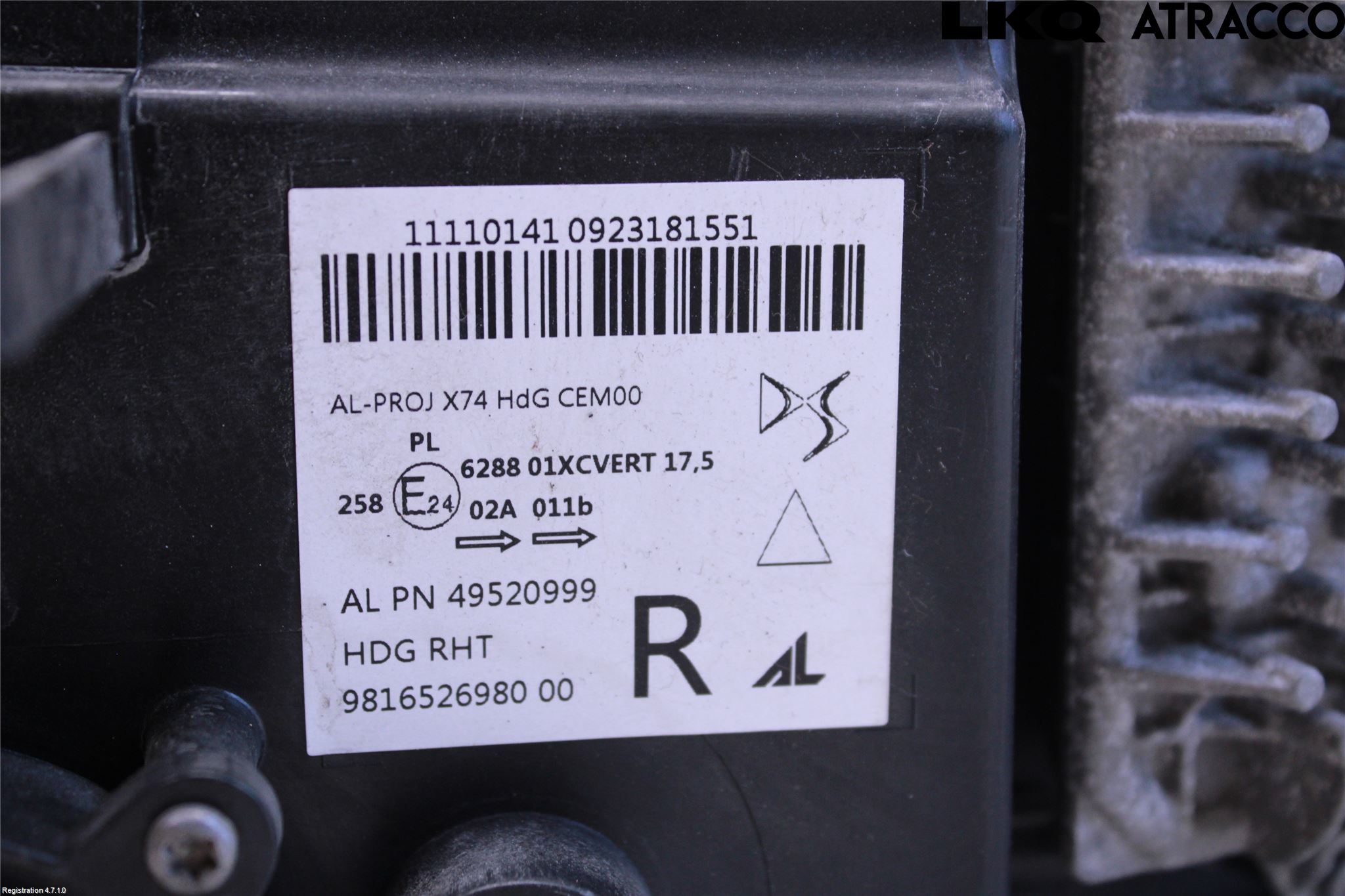 Citroen DS 7 CROSSBACK 19-23 Strålkastare Höger