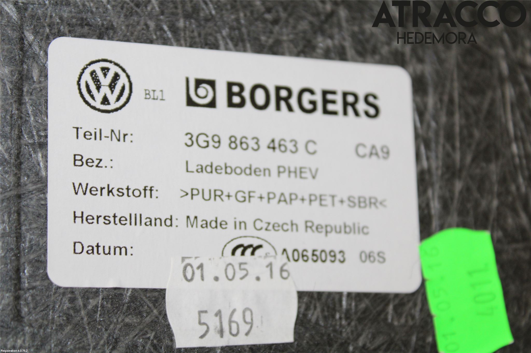 Volkswagen VW PASSAT 15-19 Bagage Golv