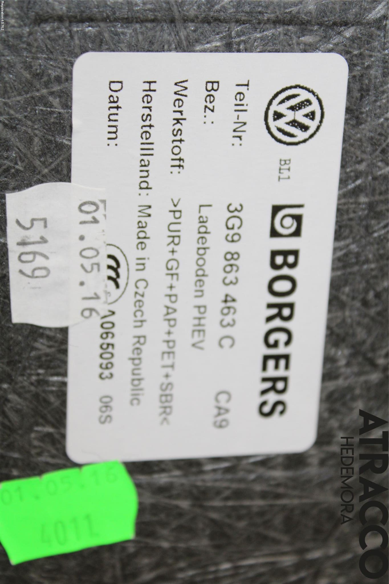 Volkswagen VW PASSAT 15-19 Bagage Golv