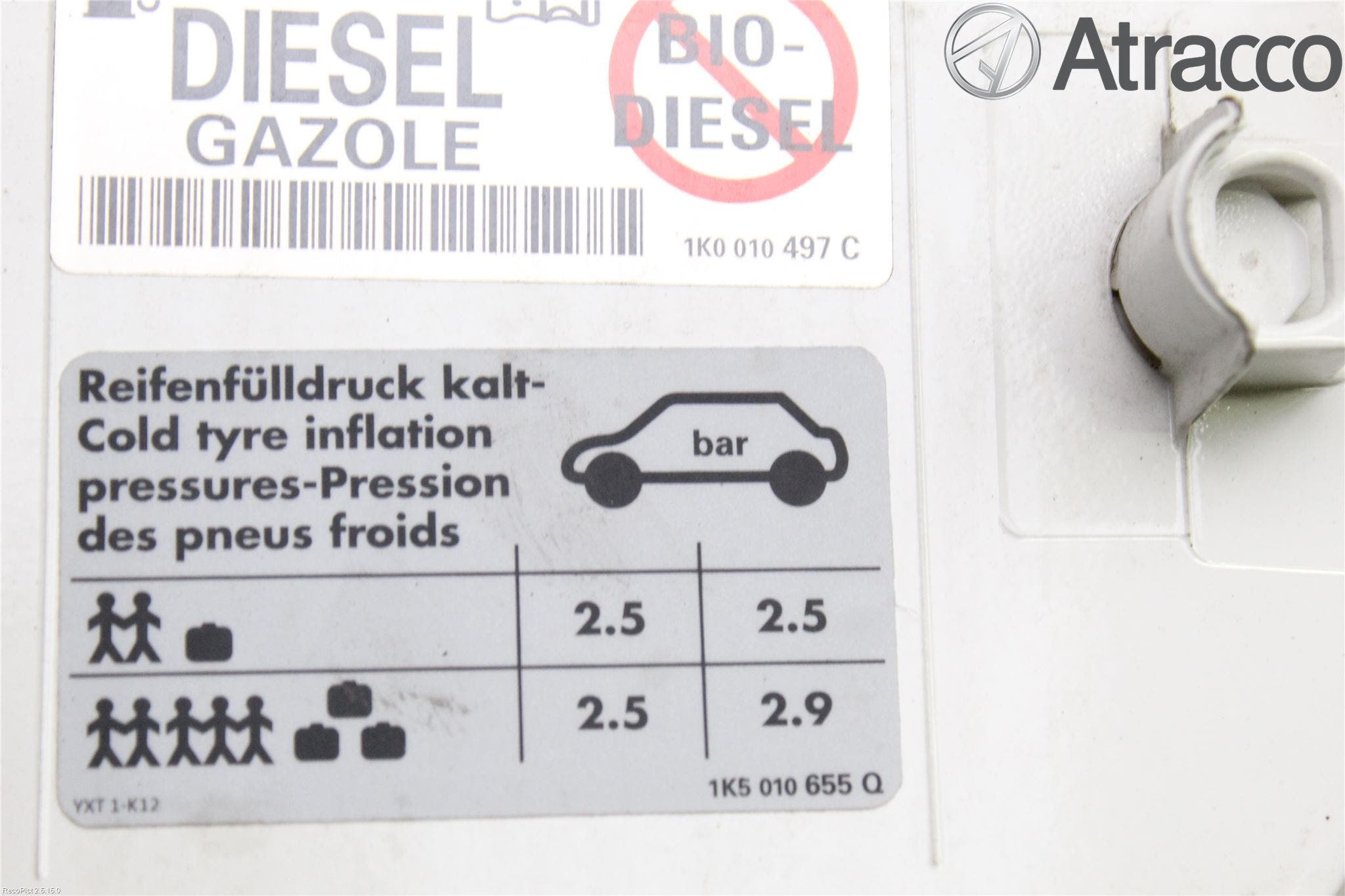 Volkswagen VW GOLF VI 09-13 Tanklucka