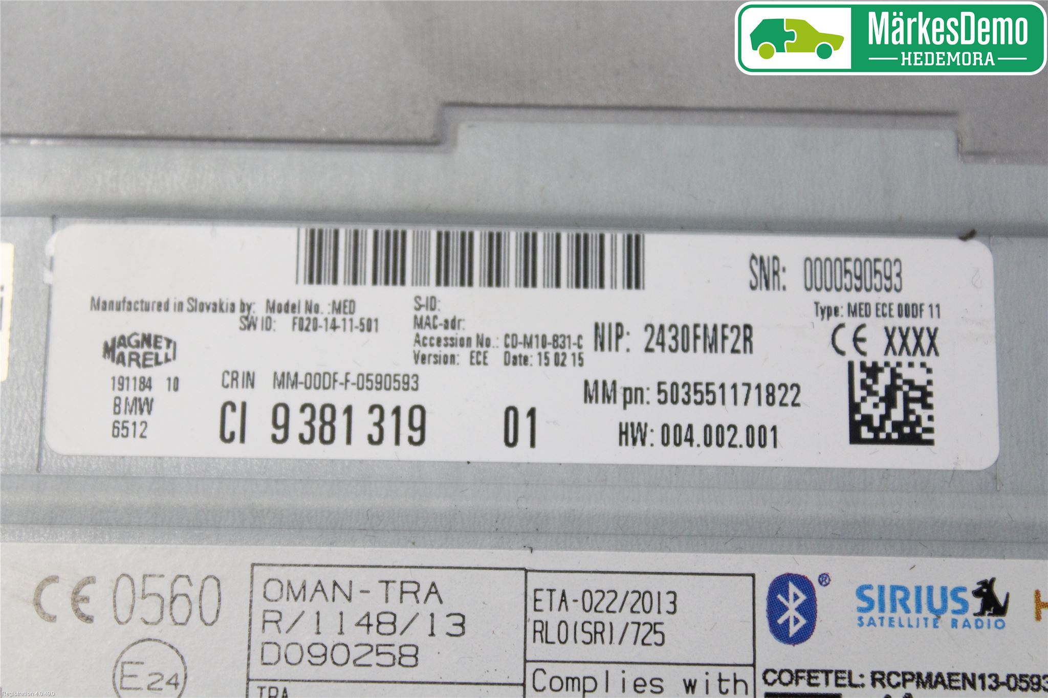 BMW 4 F32/F33/F82/F83 13-20 Cd Radio - Multimediapanel