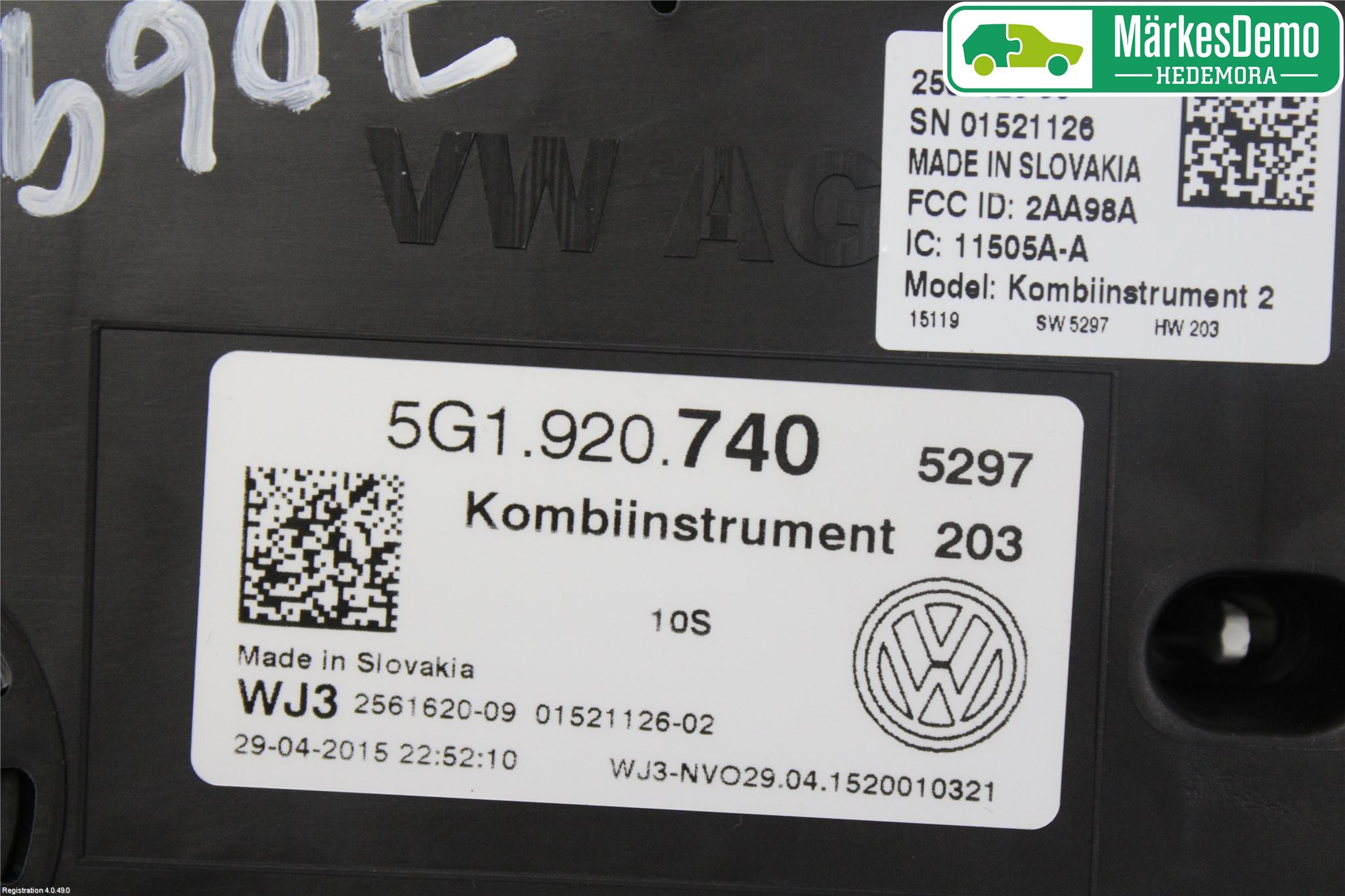 Volkswagen VW GOLF / E-GOLF VII 13-20 Instrument Komb