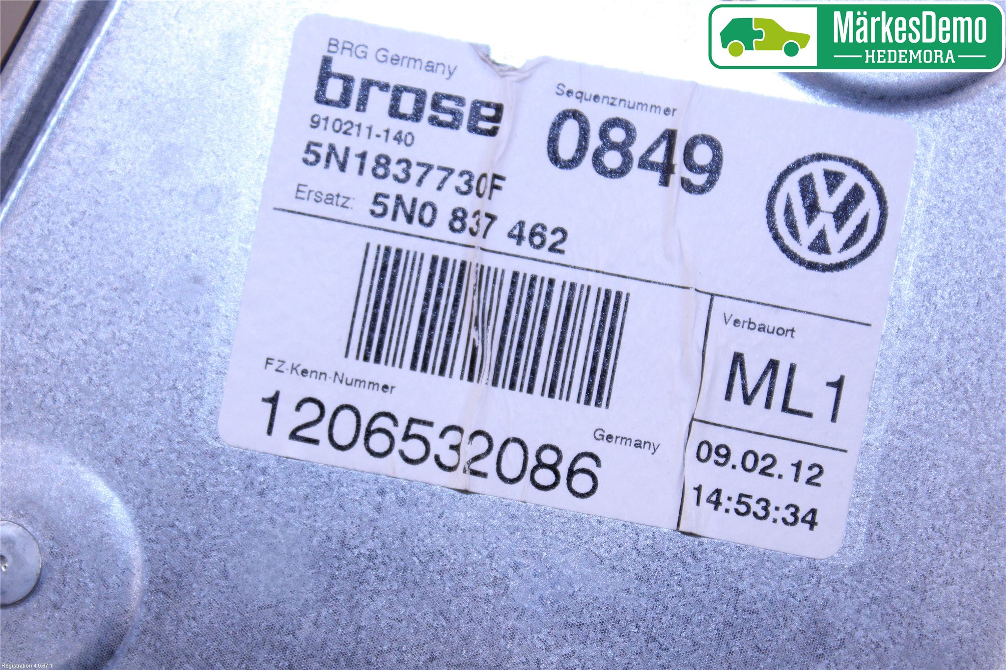Volkswagen VW TIGUAN 07-16 Fönsterhiss El Kompl