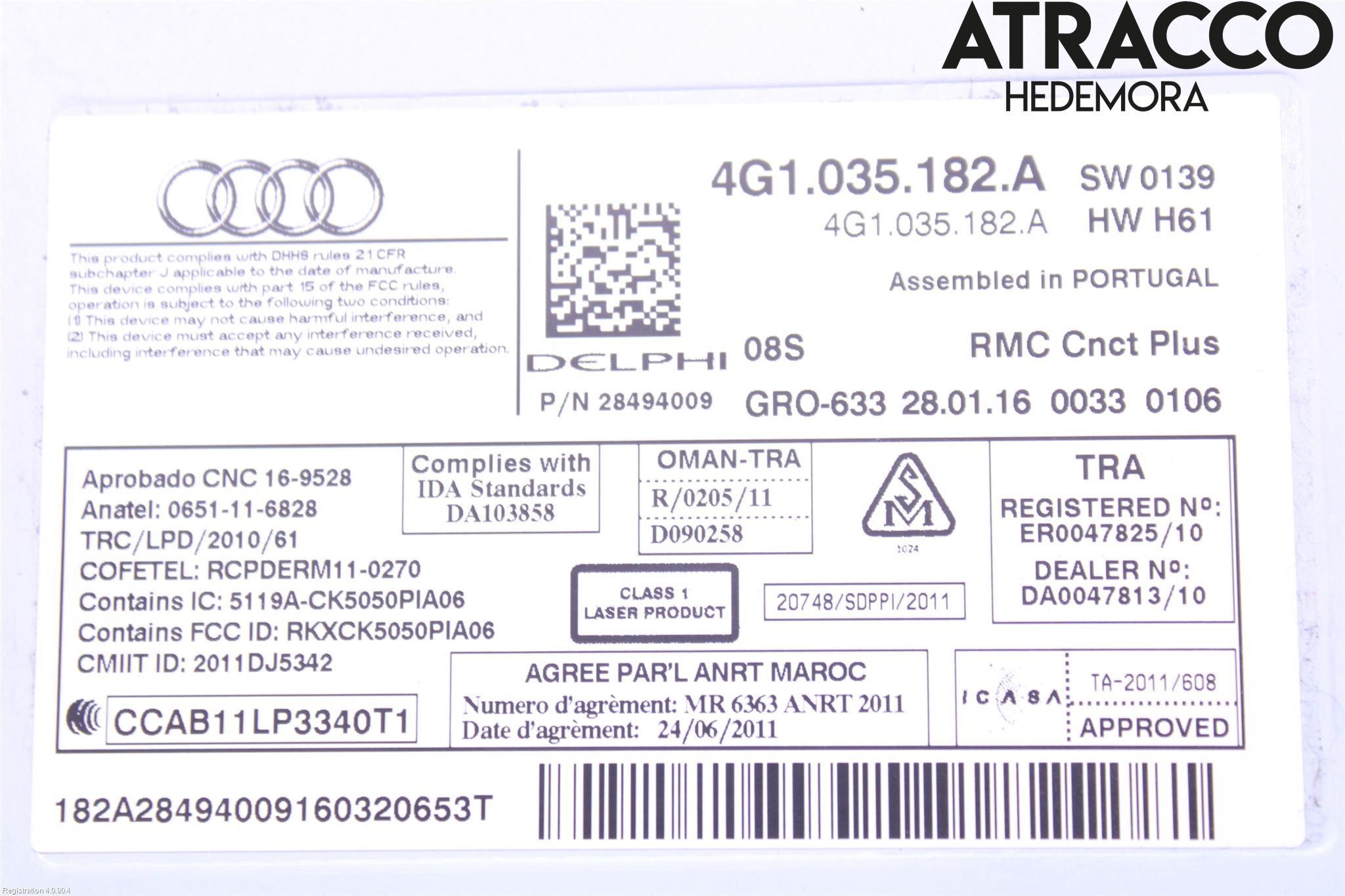Audi A6/S6 4G 11-18 Cd Radio - Multimediapanel