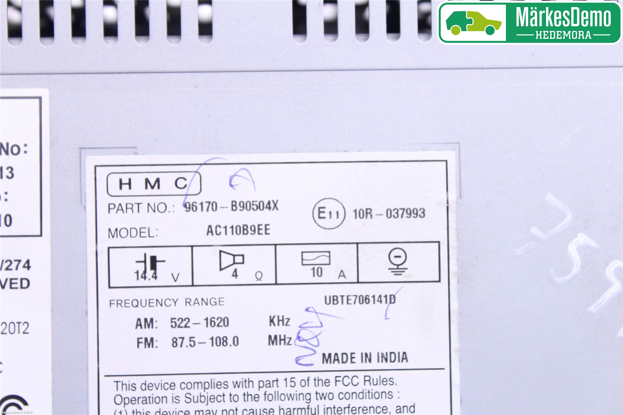 Hyundai i10 BA 14-16 Cd Radio - Multimediapanel