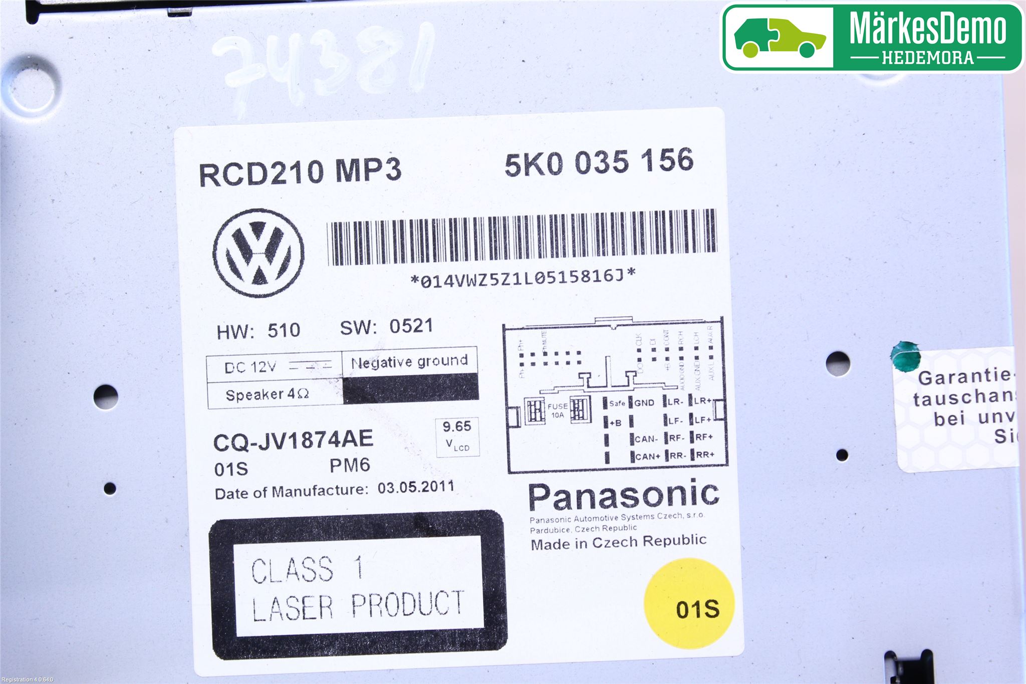 Volkswagen VW TOURAN 10-15 Cd Radio - Multimediapanel