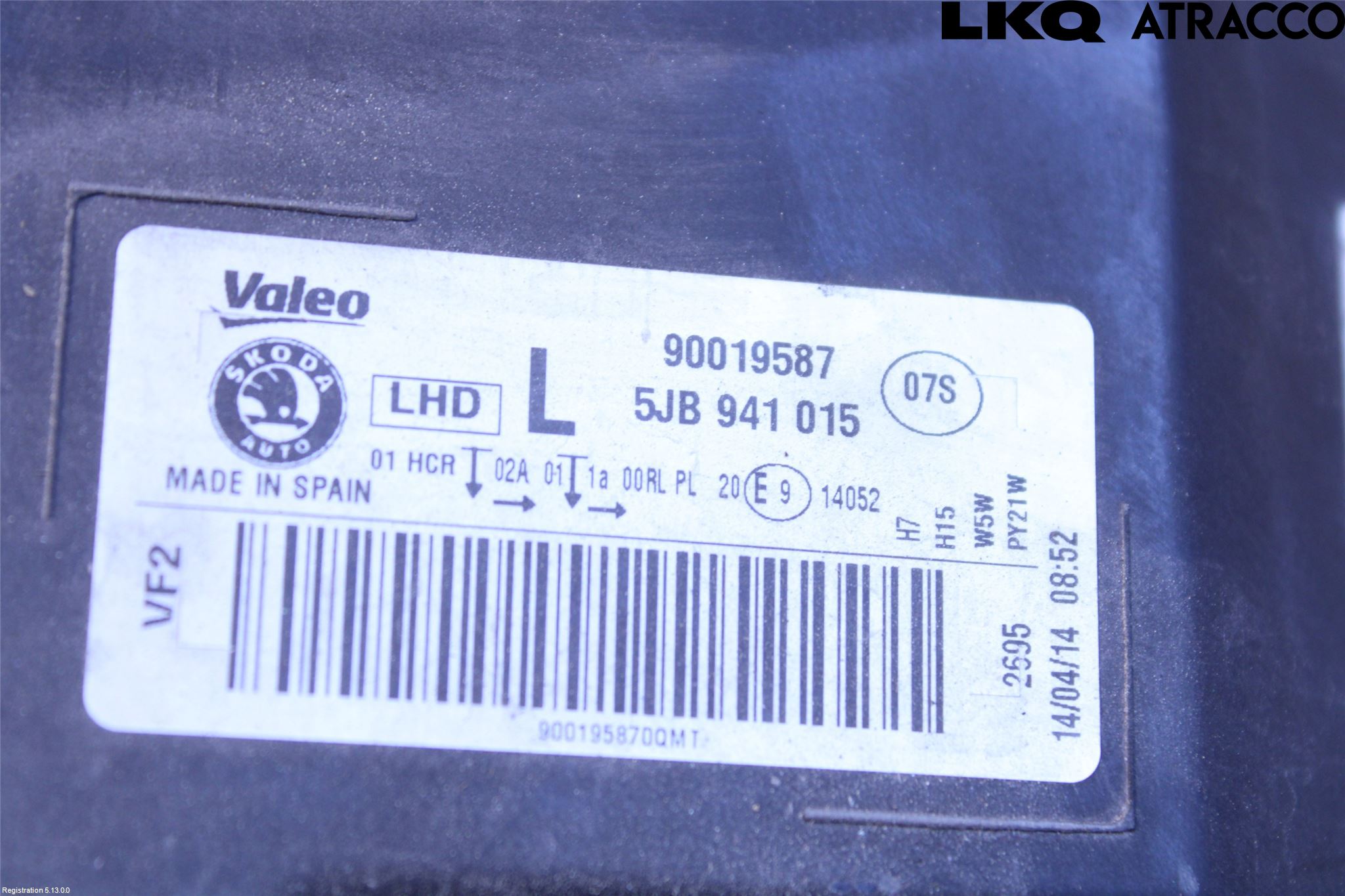 Skoda RAPID Strålkastare Vänster
