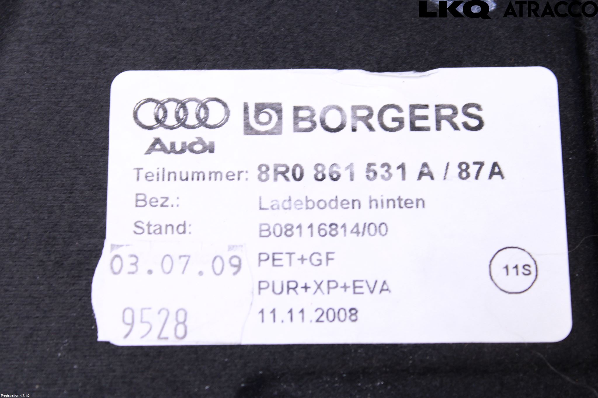 Audi Q5 09-16 Inrbagagerumklädsel-Golv