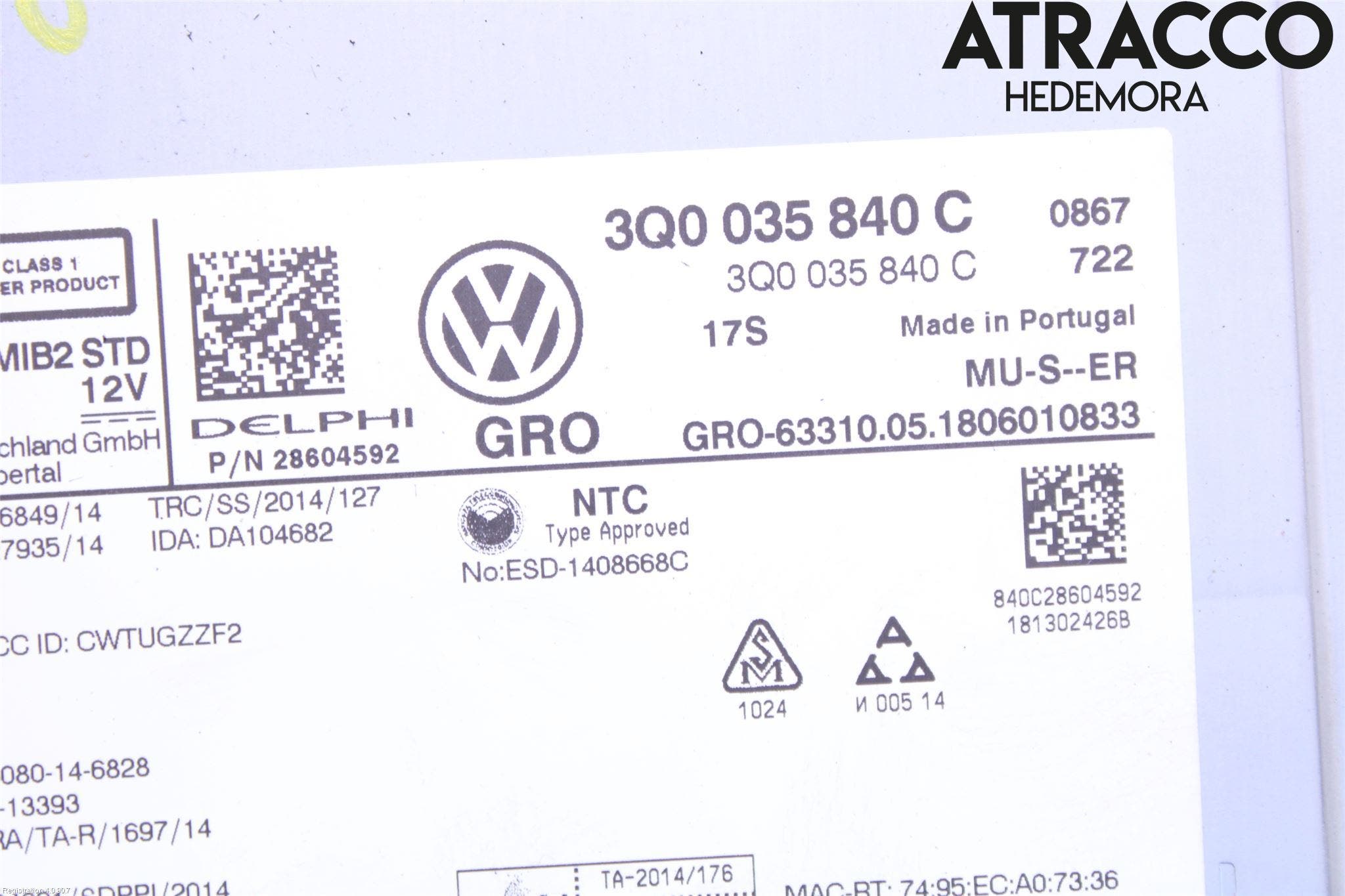 Volkswagen VW T-ROC 18- Cd Radio - Multimediapanel