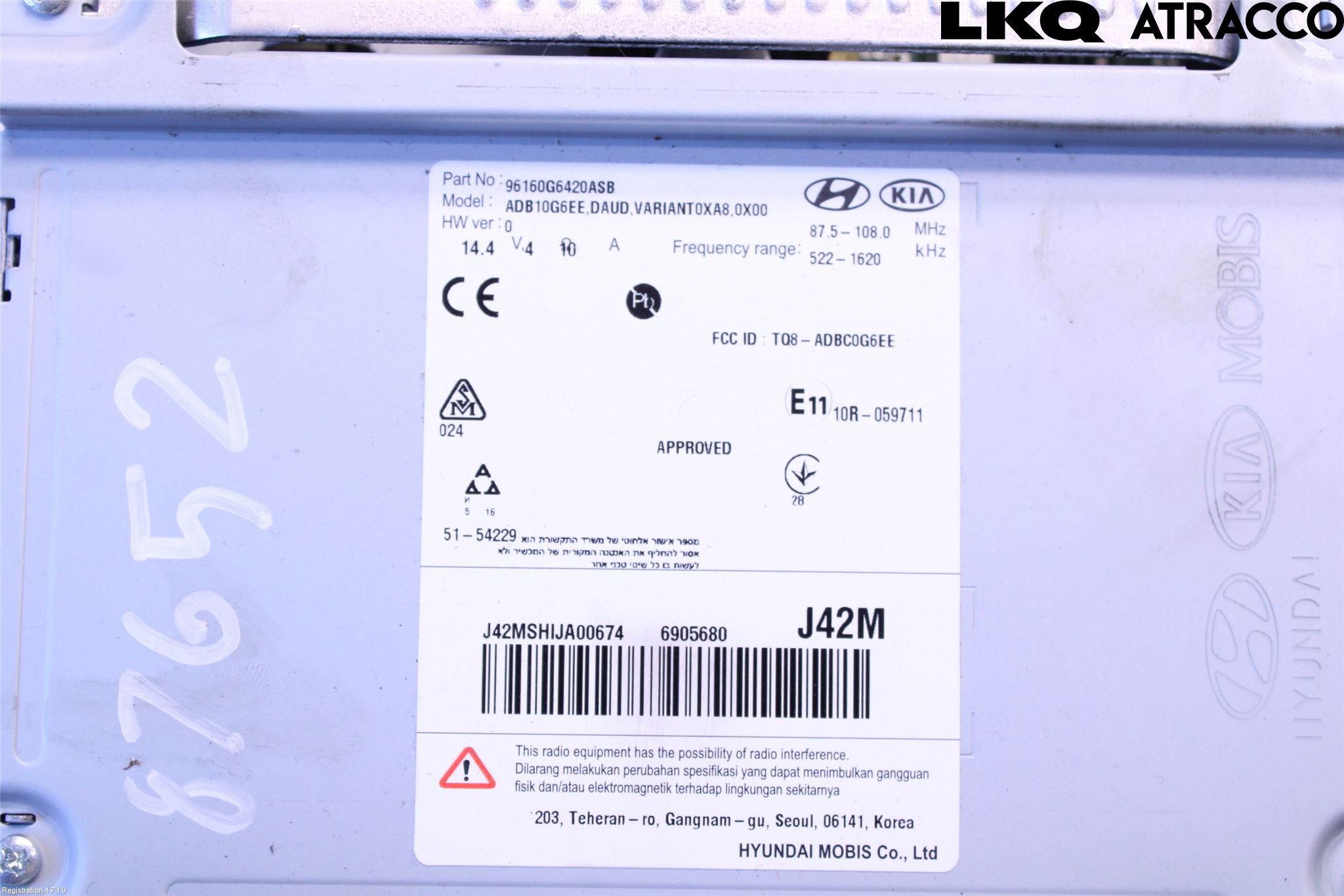 Kia PICANTO 17- Cd Radio - Multimediapanel