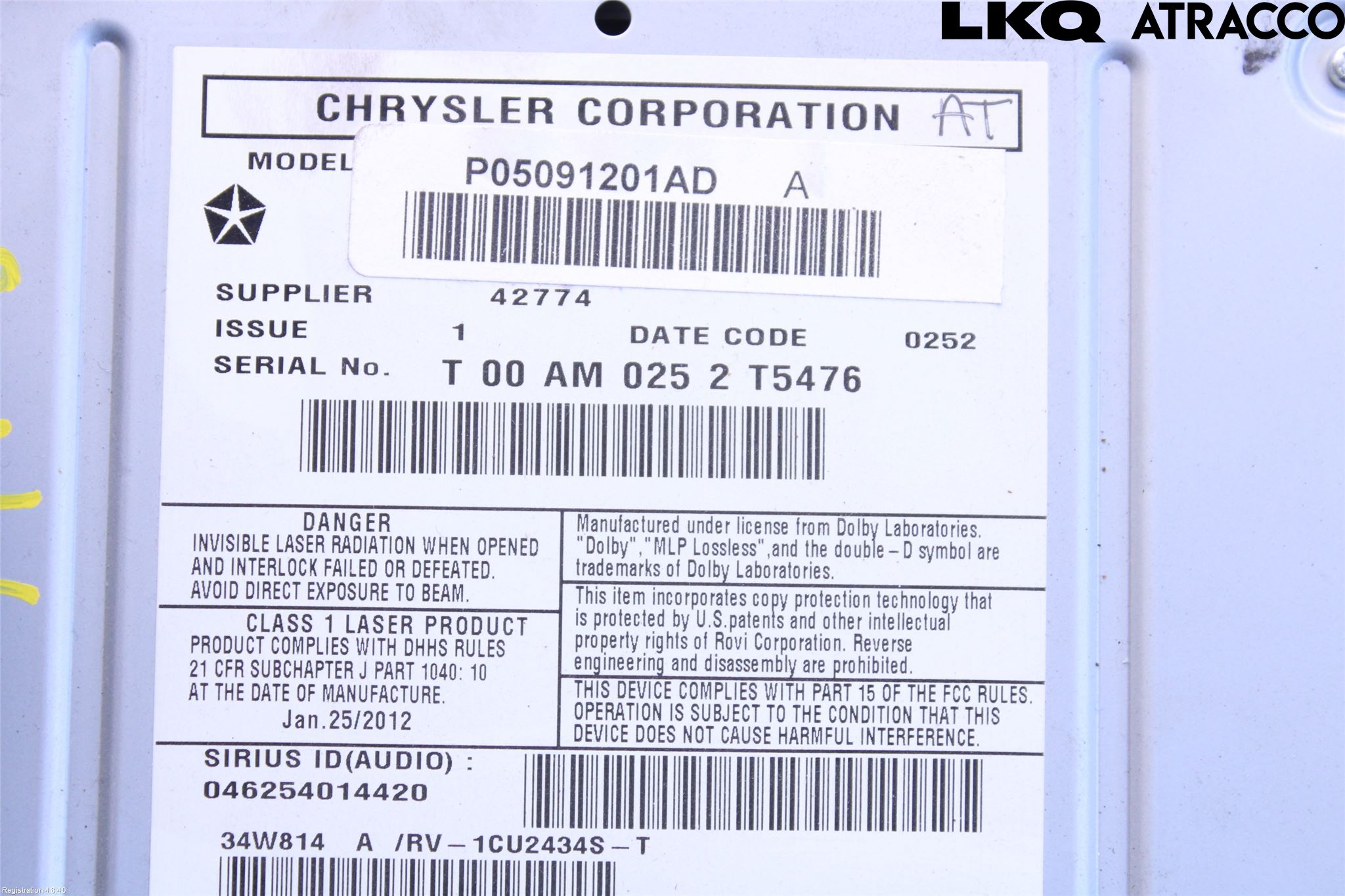 Chrysler ÖVRIGT/DIREKTIMP Cd Radio - Multimediapanel