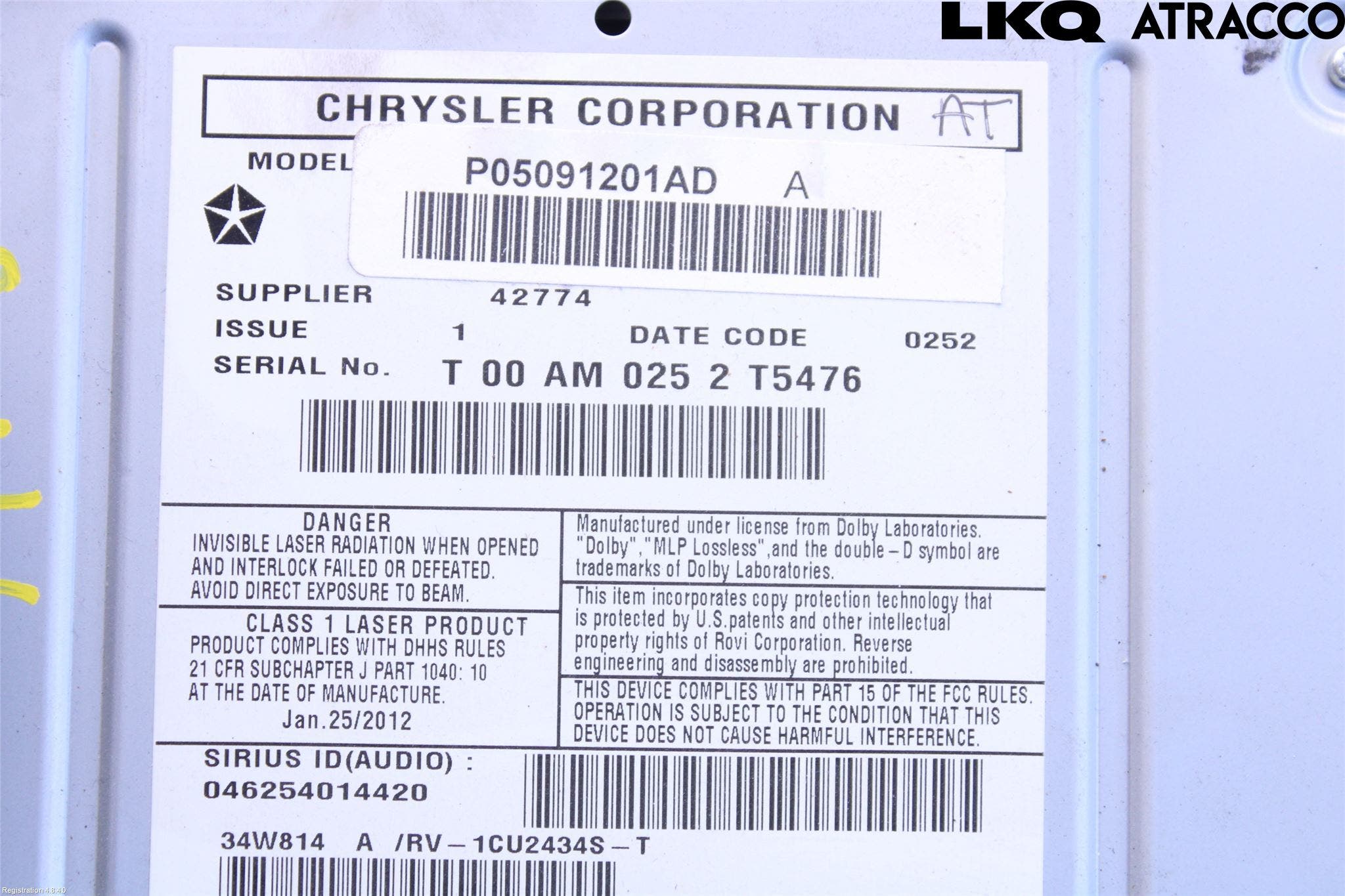 Chrysler ÖVRIGT/DIREKTIMP Cd Radio - Multimediapanel