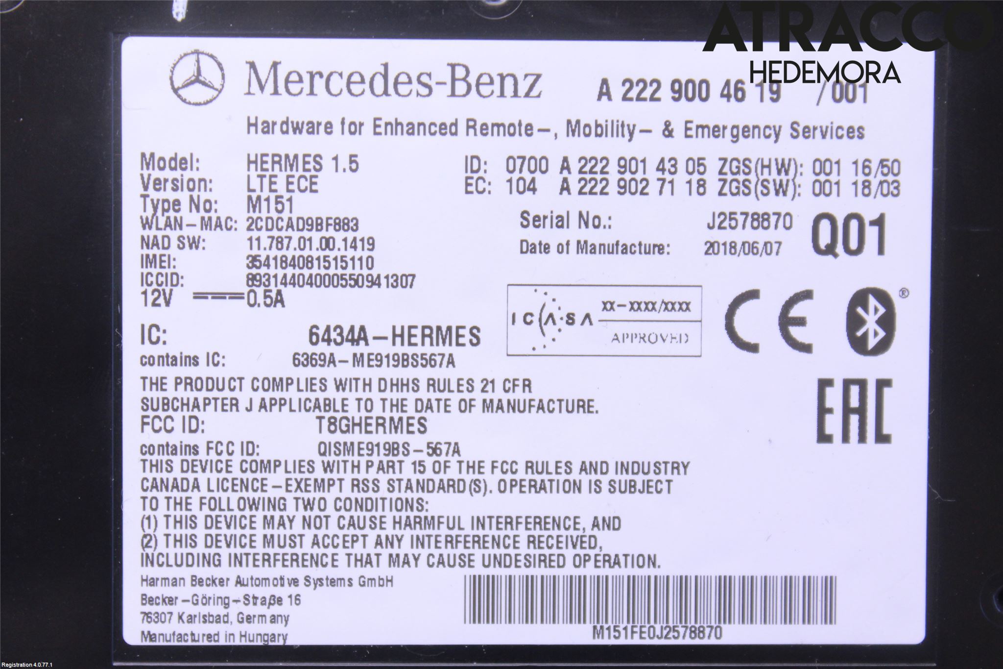 Mercedes-Benz MB C-KLASS (W205) 14-21 Styrenhet Multimedia