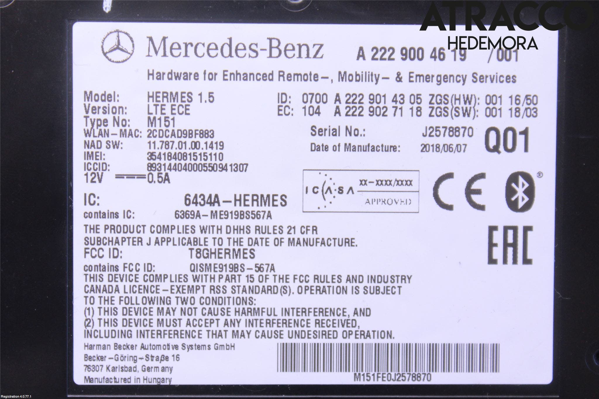 Mercedes-Benz MB C-KLASS (W205) 14-21 Styrenhet Multimedia
