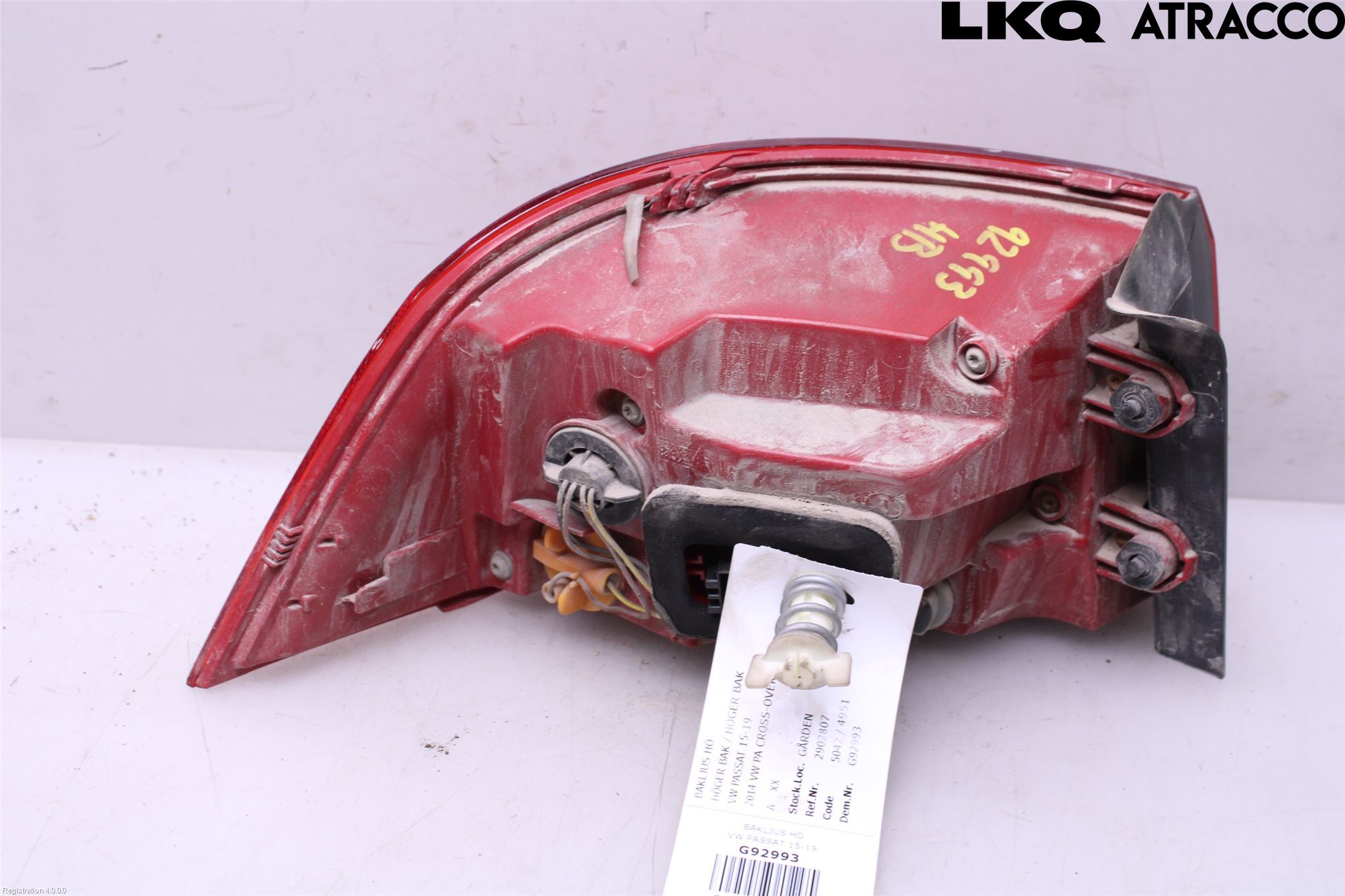 Volkswagen VW PASSAT 11-14 Bakljus Höger