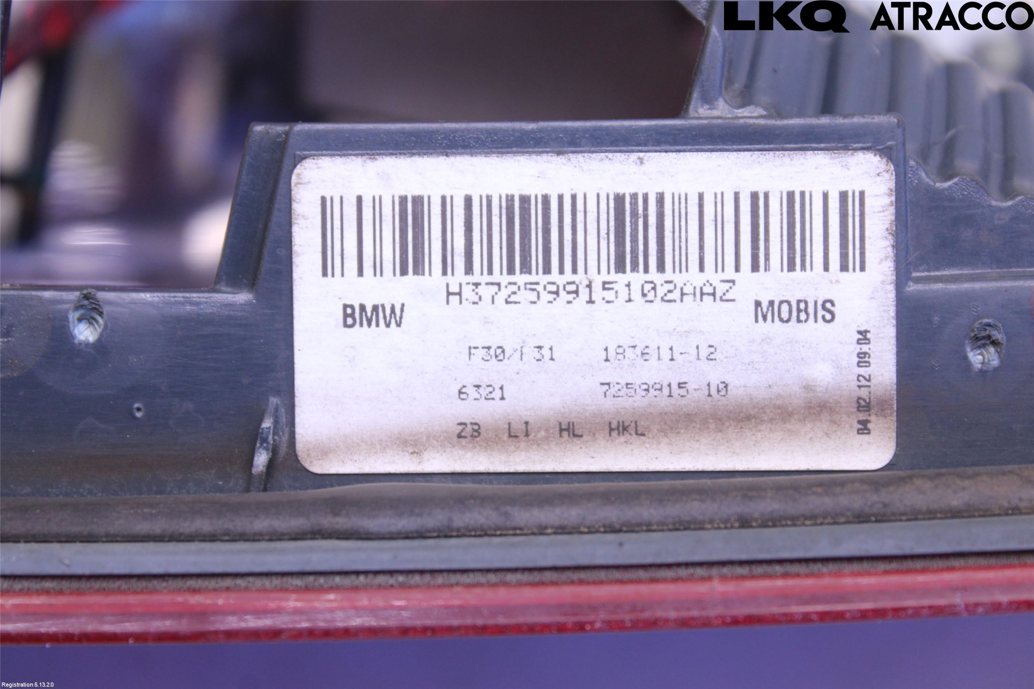 BMW 3 F30/F31/F80 12-19 Bakljus Lucka Vä