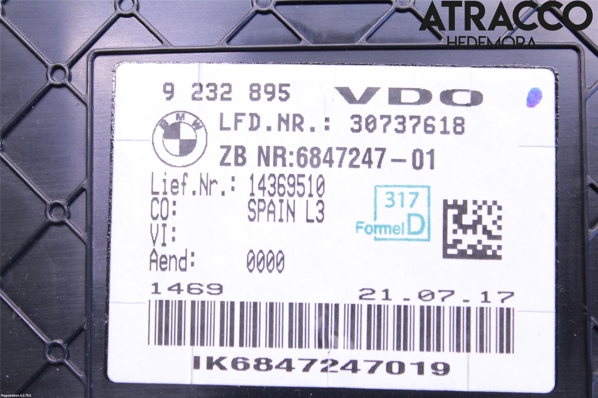BMW 3 F30/F31/F80 12-19 Instrument Komb