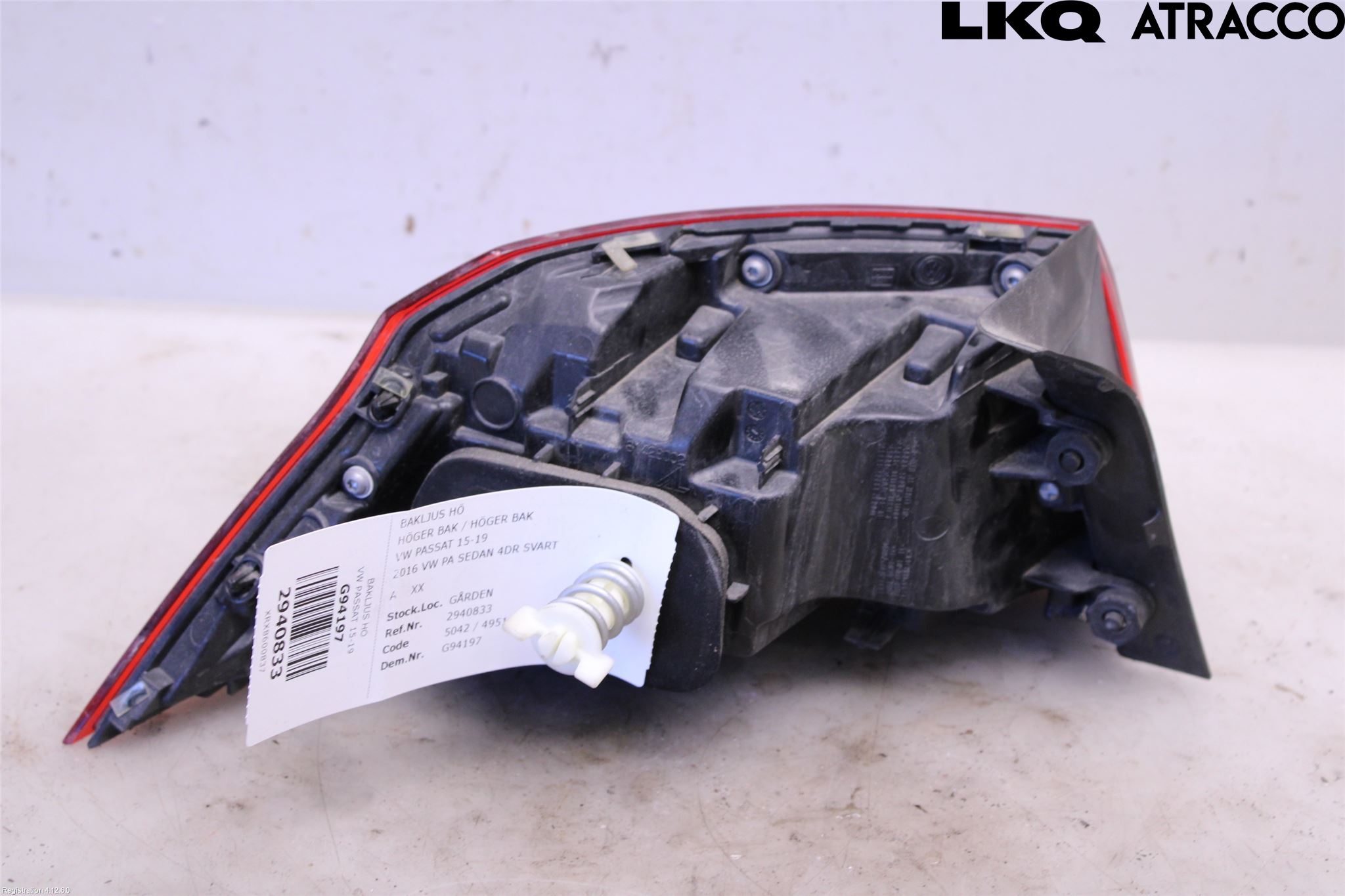 Volkswagen VW PASSAT 15-19 Bakljus Höger