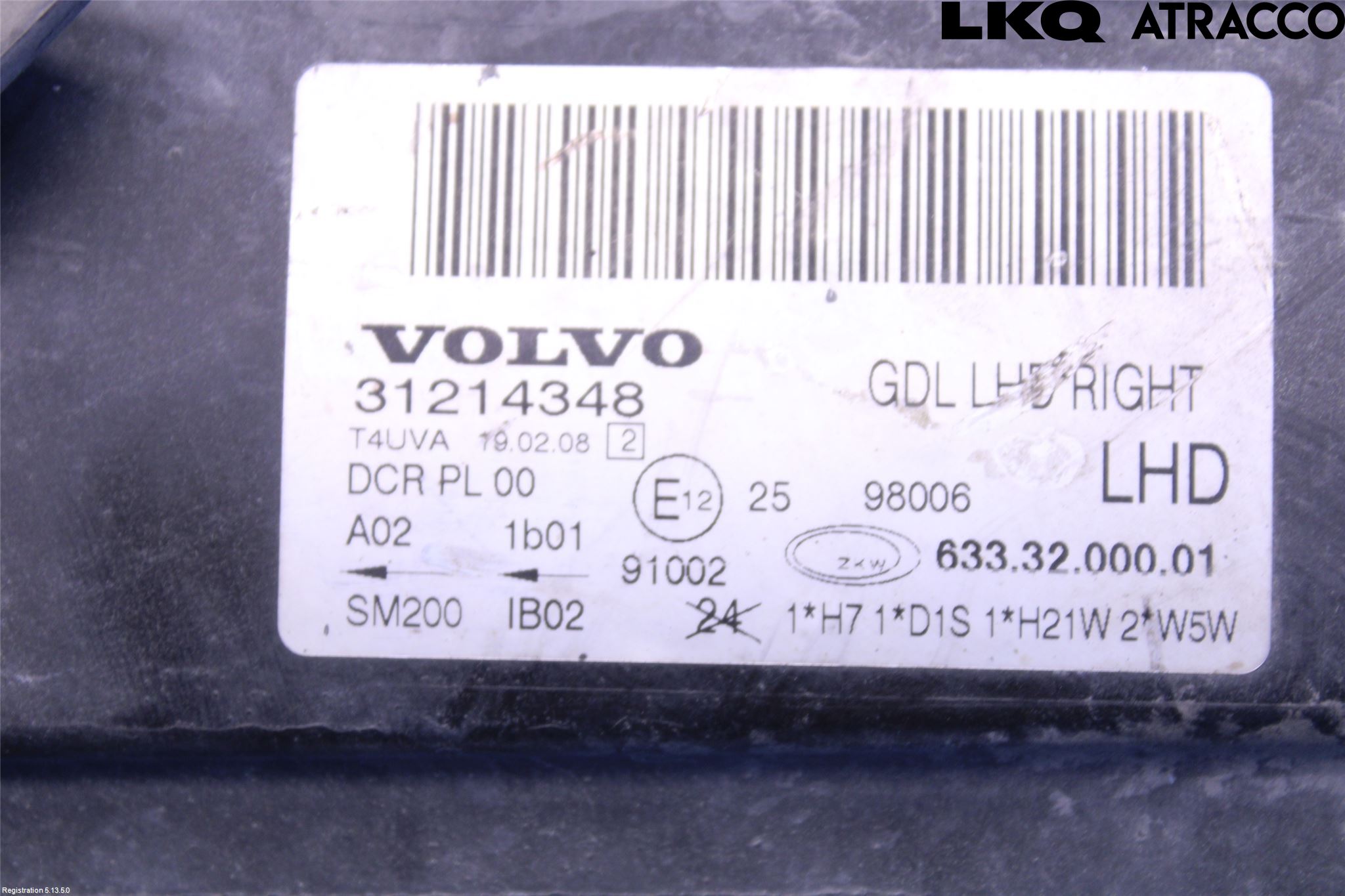 Volvo V70 08-13 Strålkastare Höger
