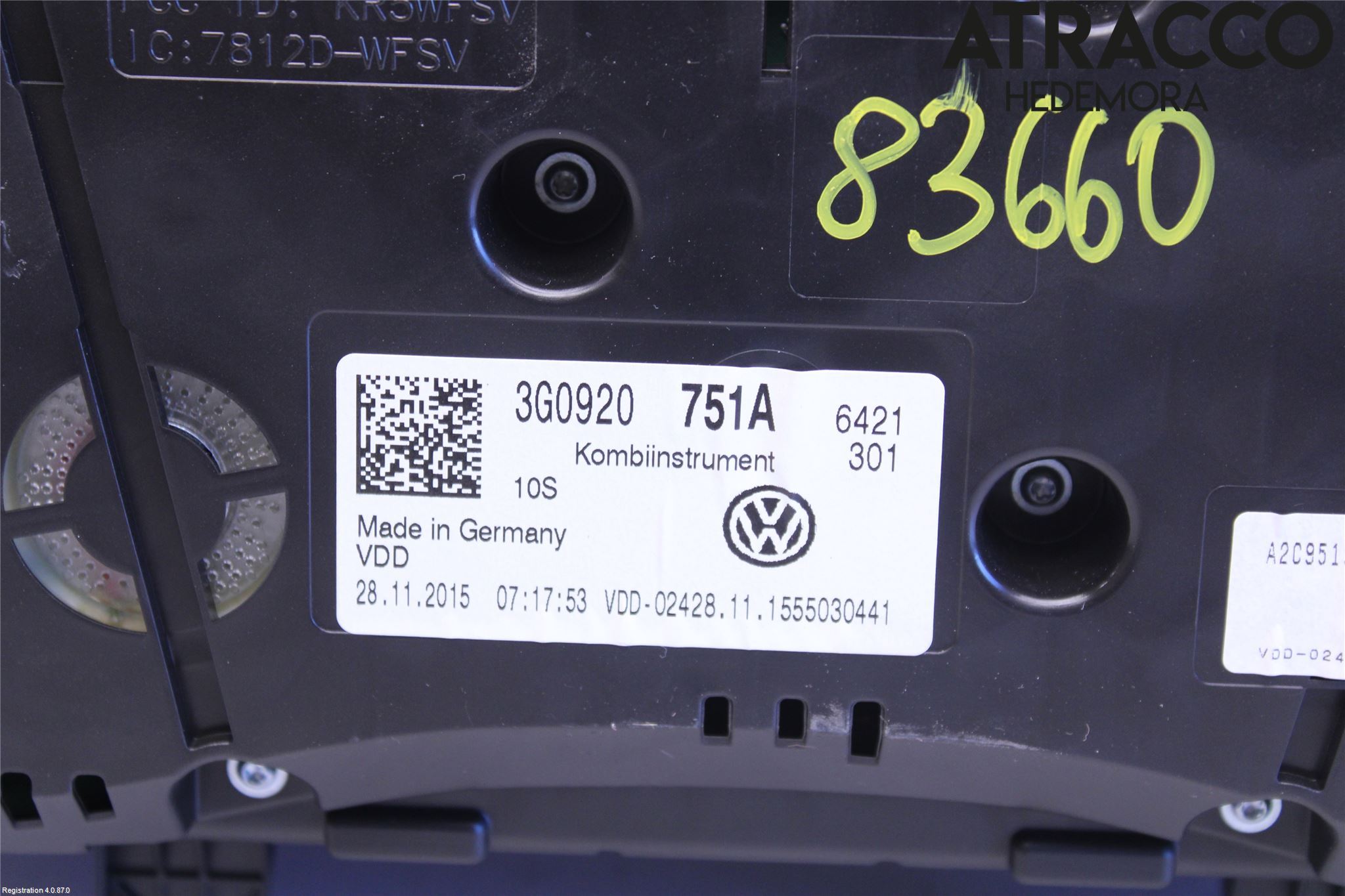 Volkswagen VW PASSAT 15-19 Instrument Komb