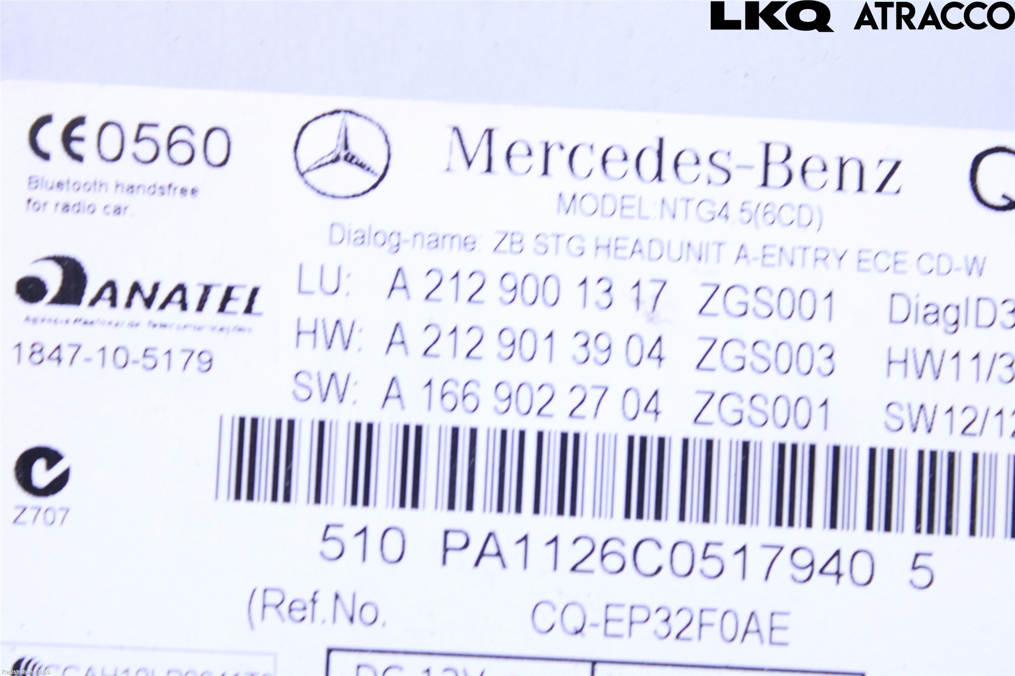 Mercedes-Benz MB E-KLASS (W212) 09-16 Cd Radio - Multimediapanel