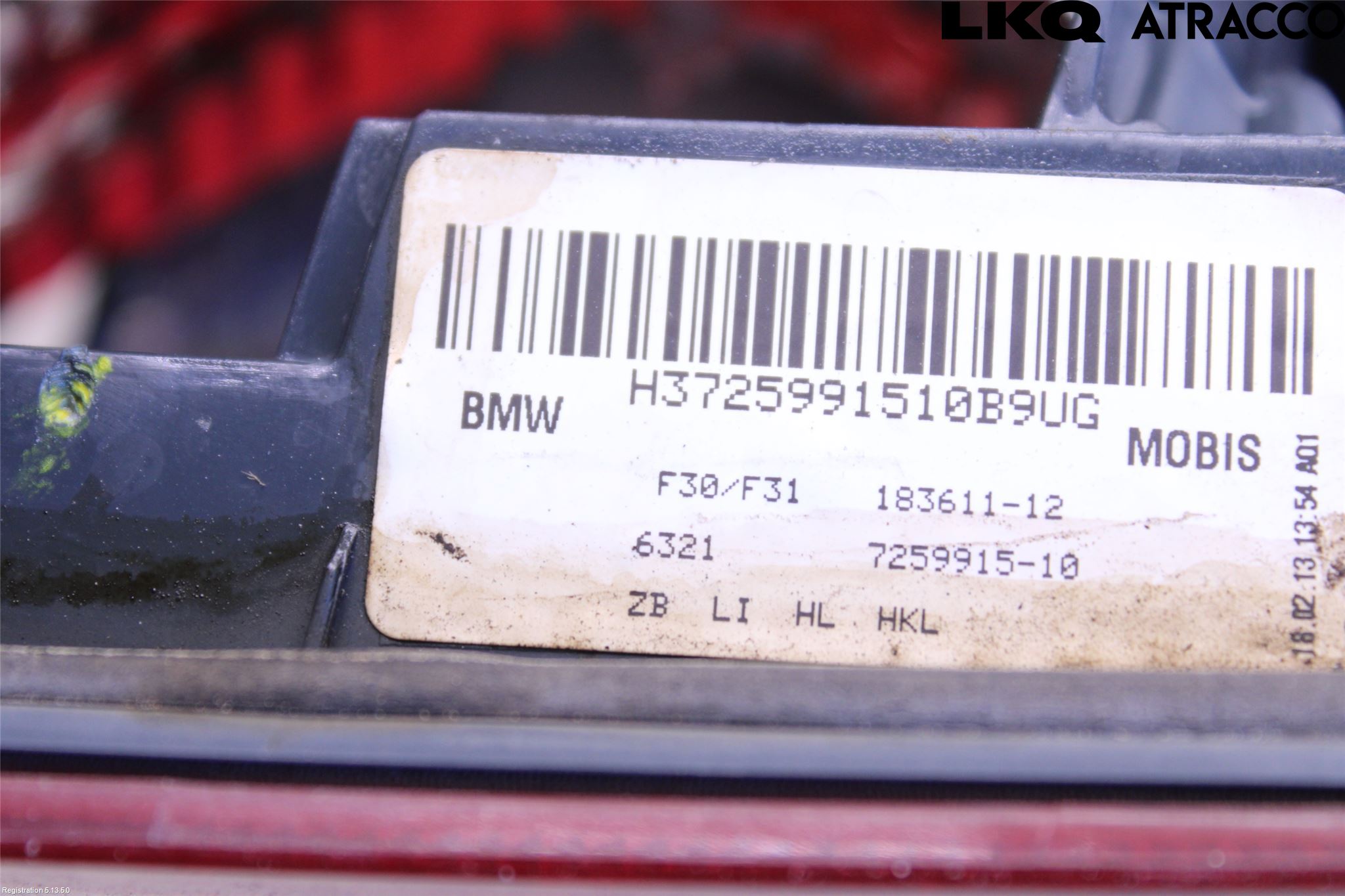 BMW 3 F30/F31/F80 12-19 Bakljus Lucka Vä