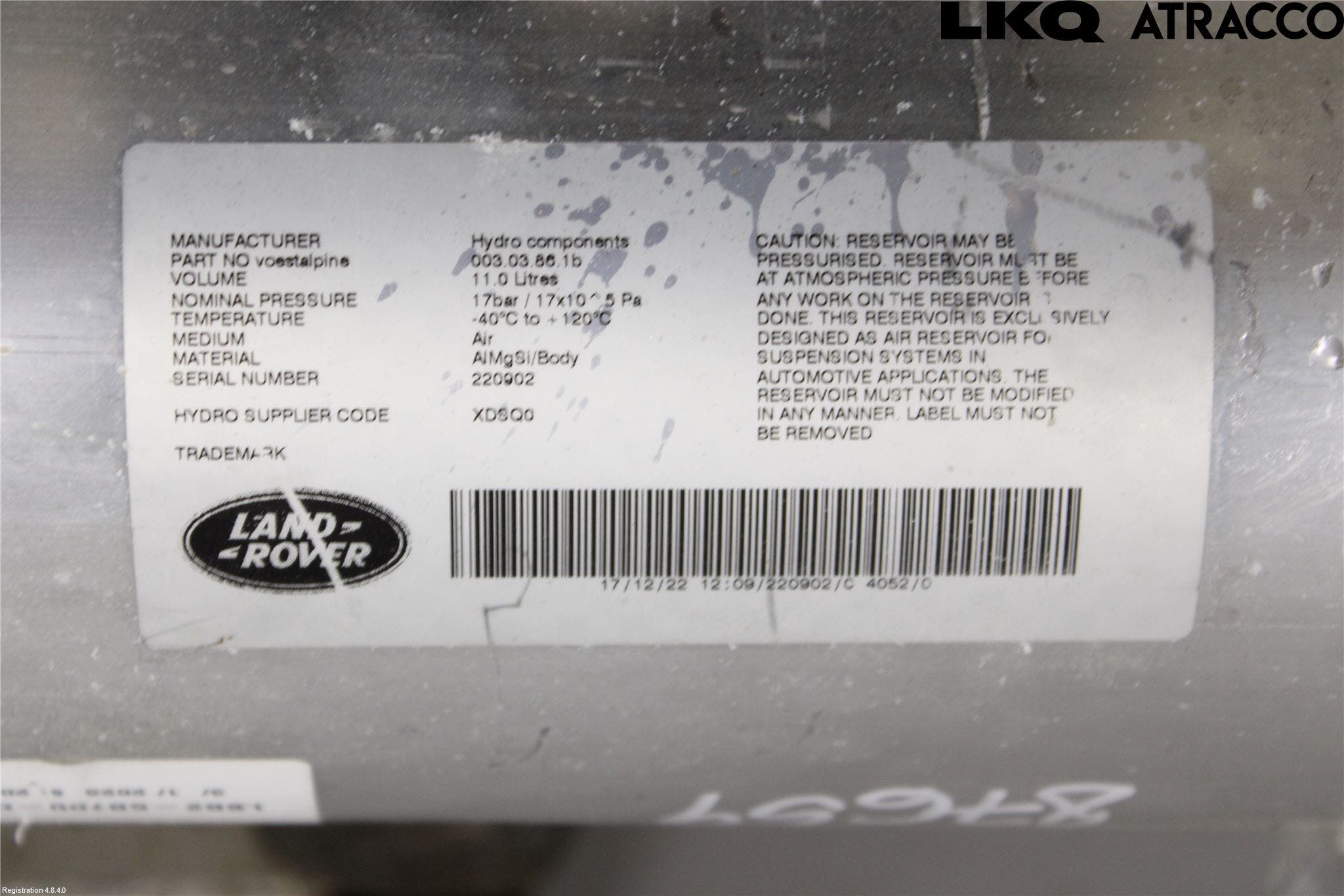 Landrover DEFENDER (L663) 20- Nivå/Luftförändring Trycktank