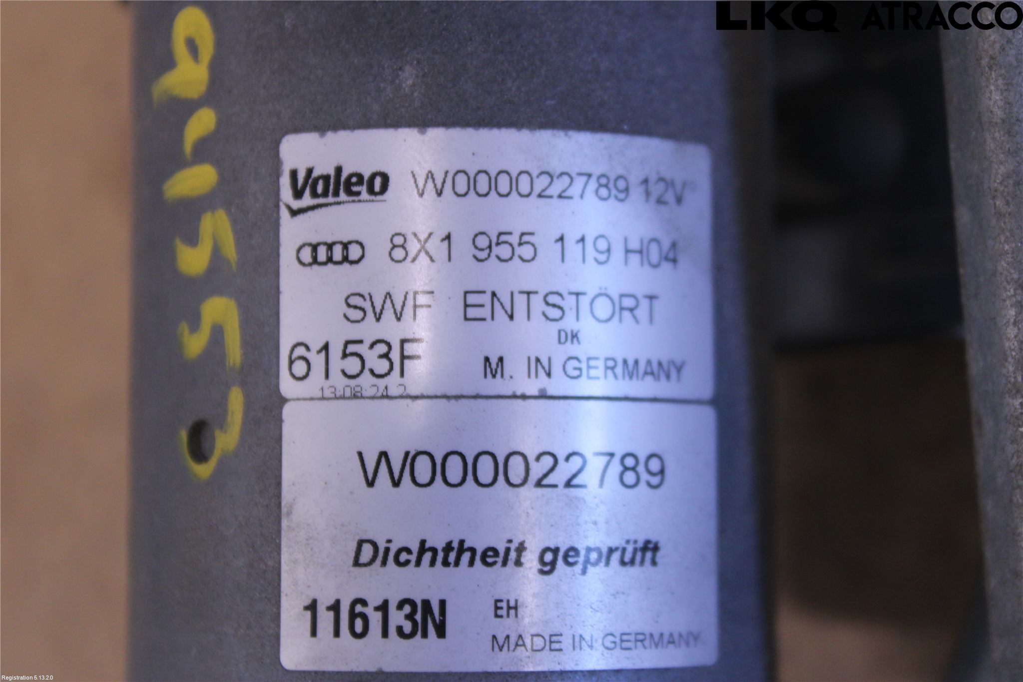 Audi A1/S1 11-18 Torkarmotor Vindruta