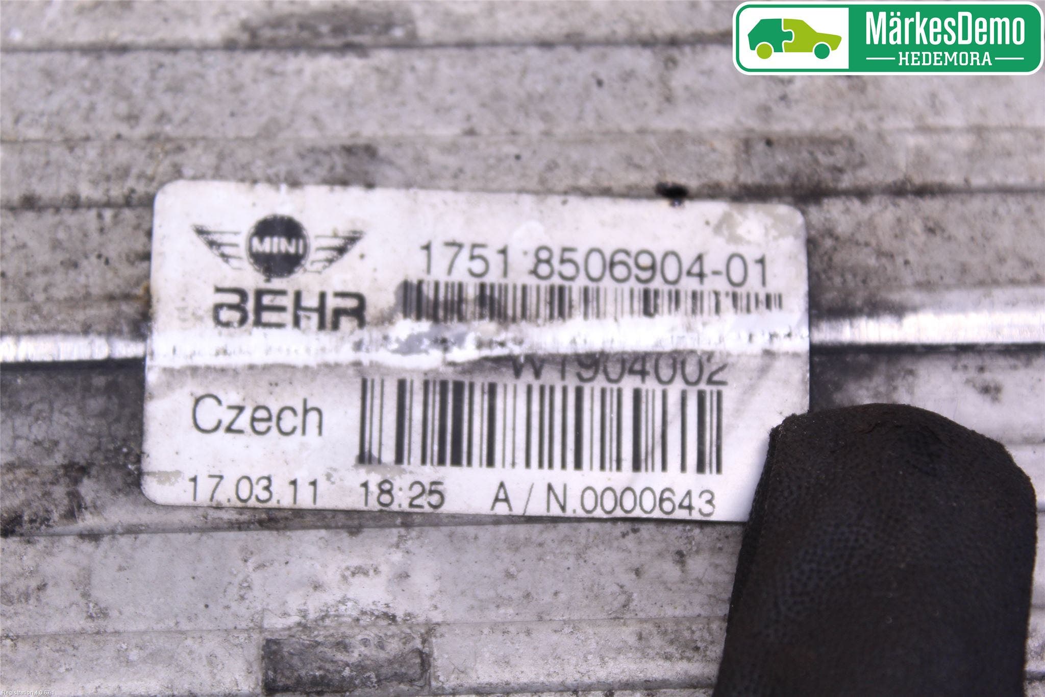 Mini CLUBMAN R55 06-14 Laddluft-Intercooler Kyl