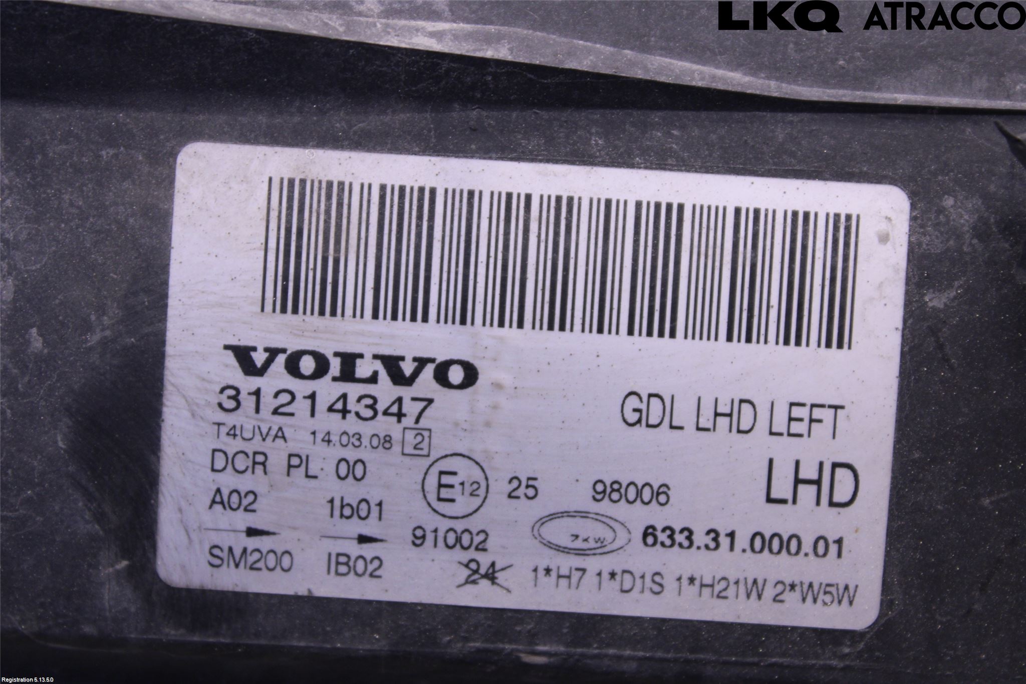 Volvo V70 08-13 Strålkastare Vänster