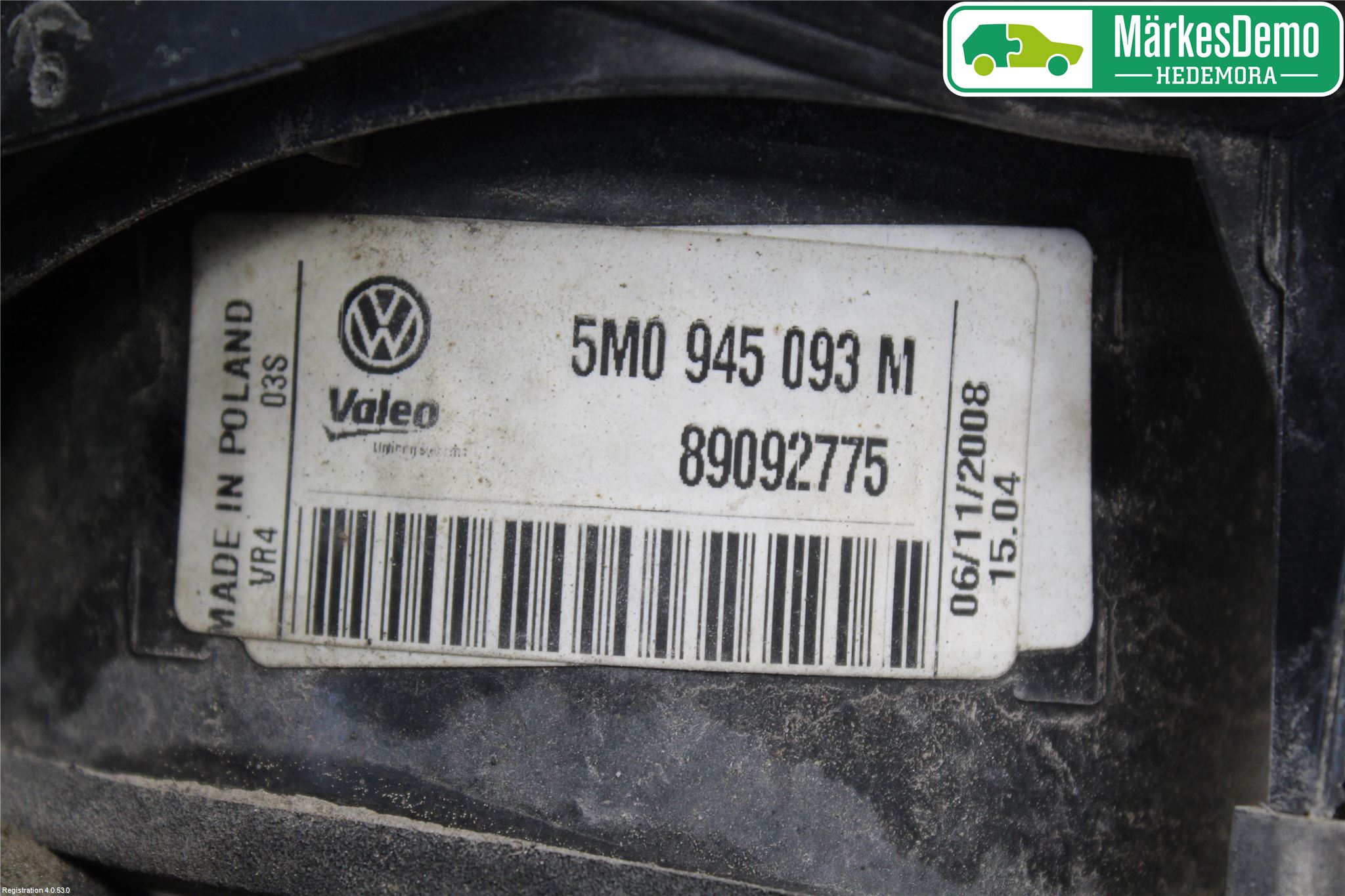 Volkswagen VW GOLF PLUS/CROSS GOLF 04-14 Bakljus Lucka Vä