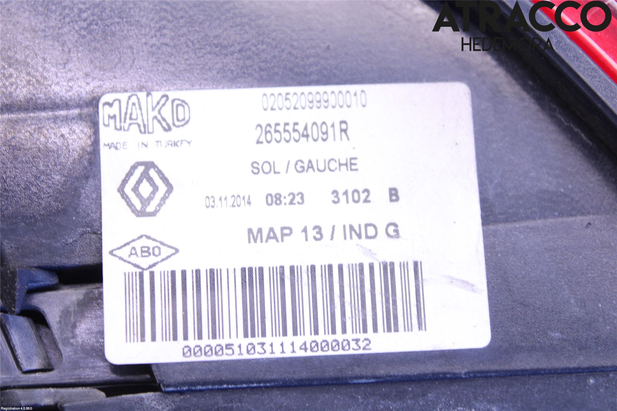 Renault CLIO IV 12-16 Bakljus Vänster