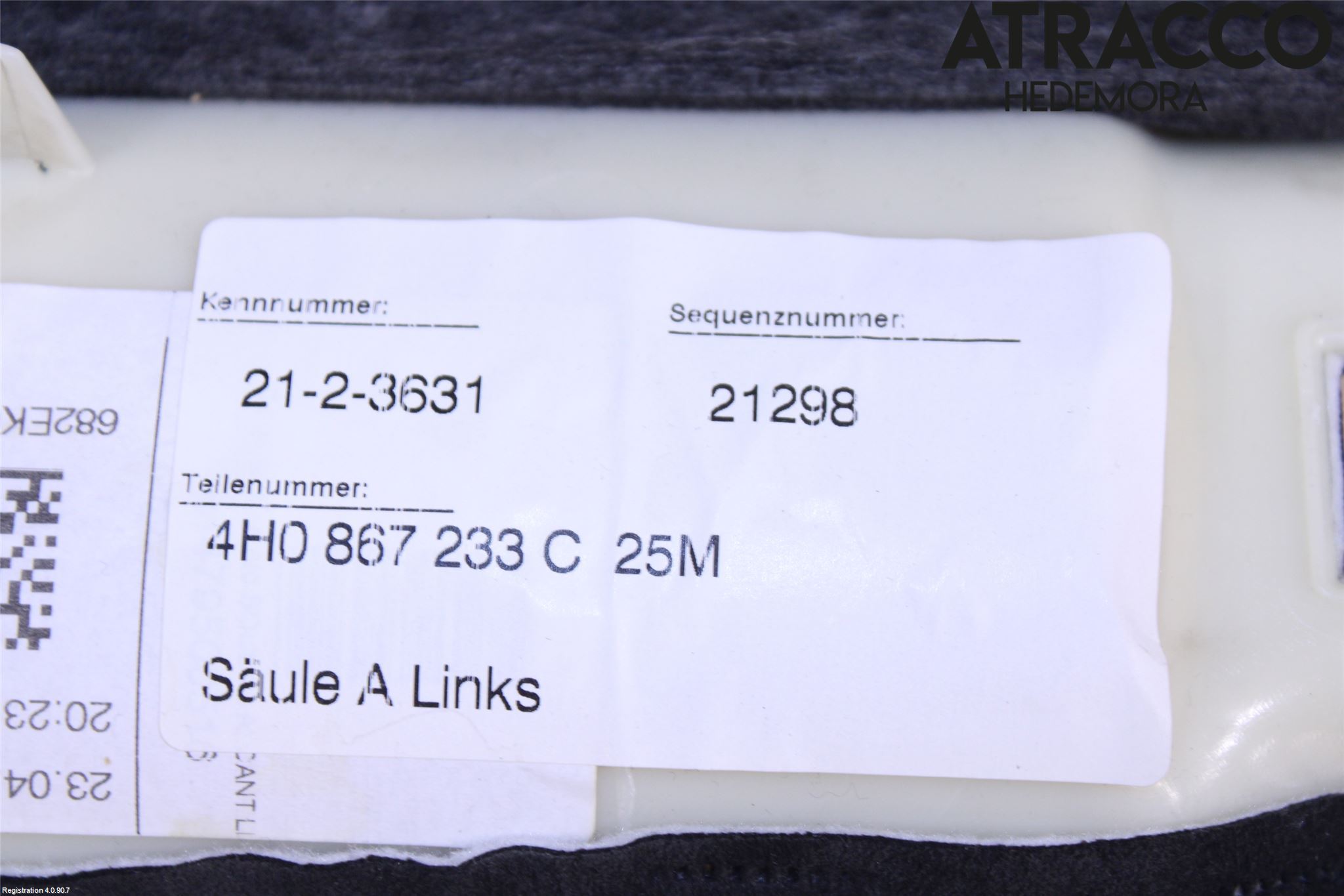 Audi A8/S8 4H 10-17 Inr Plastd A-B-C Stolpe